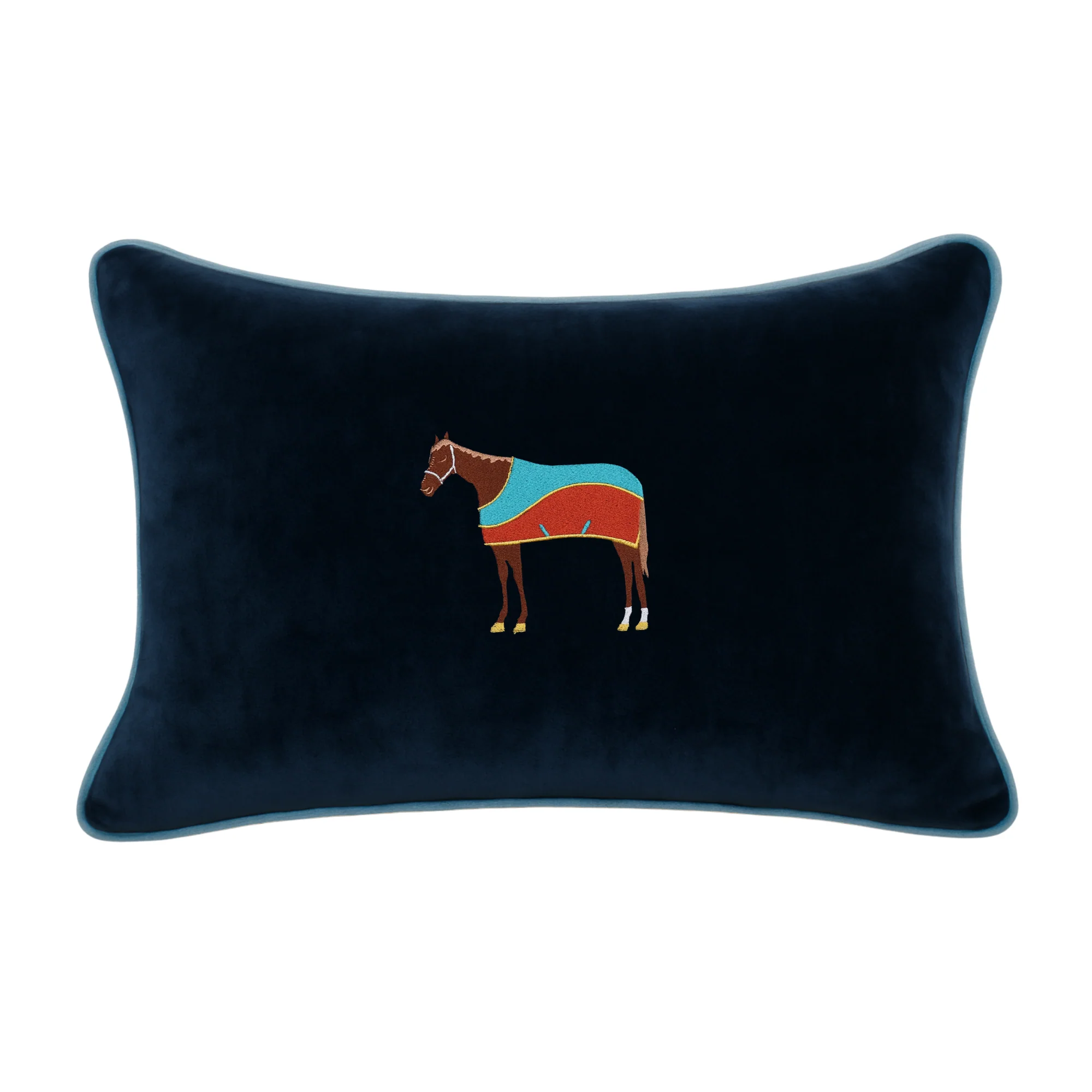 Equestrian Blue Pillow Cover