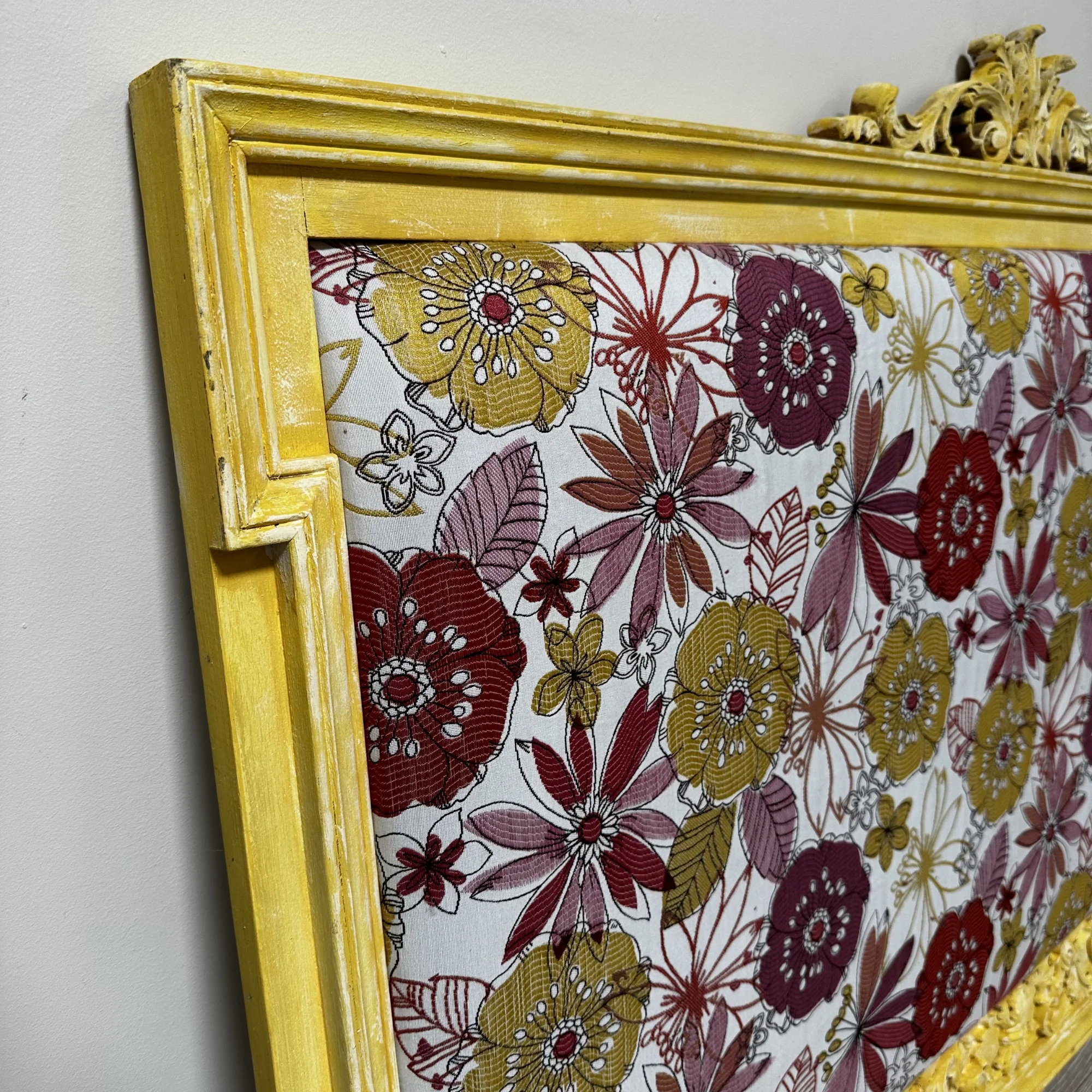 Yellow Antique Frame with Floral Upholstery - Image 3