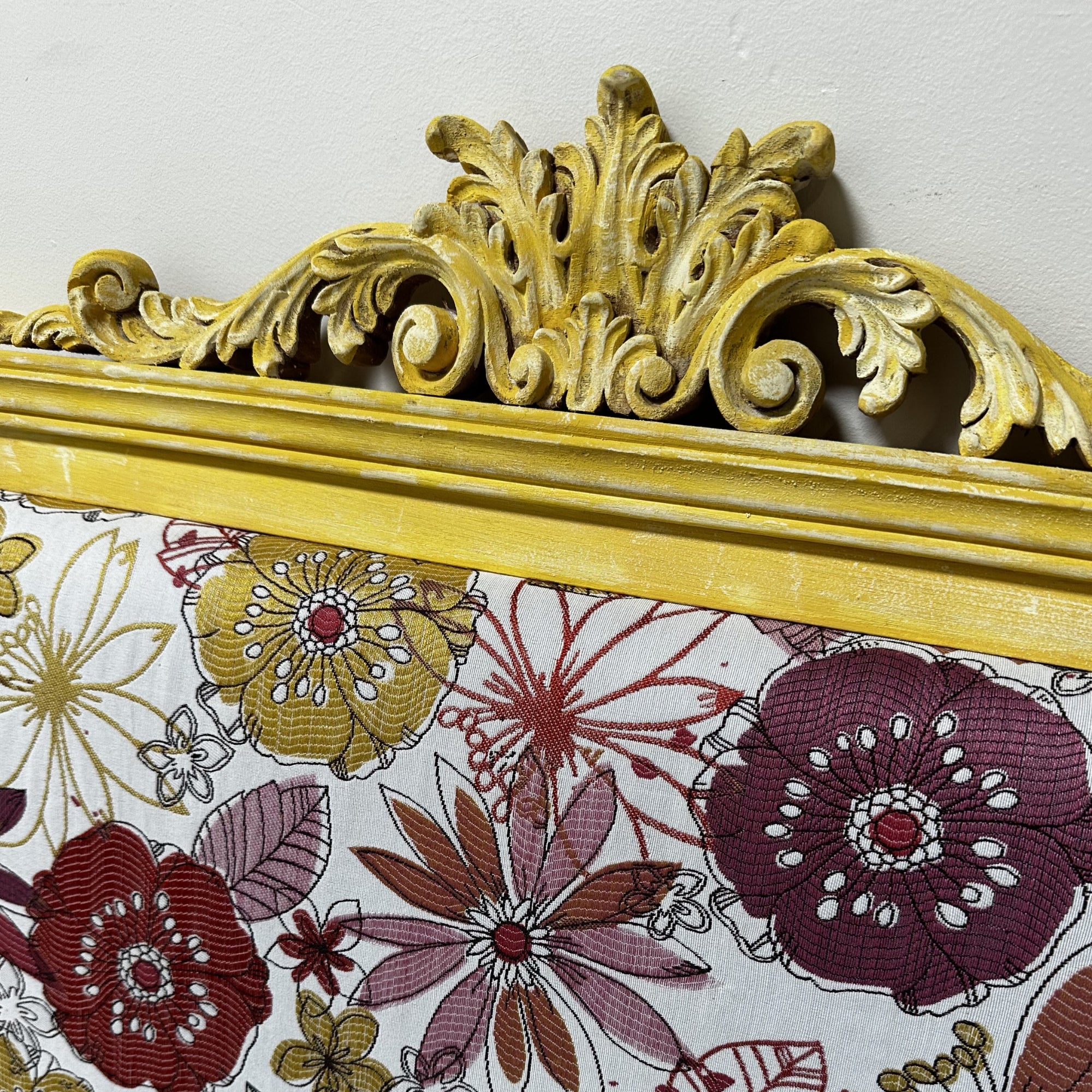 Yellow Antique Frame with Floral Upholstery - Image 4