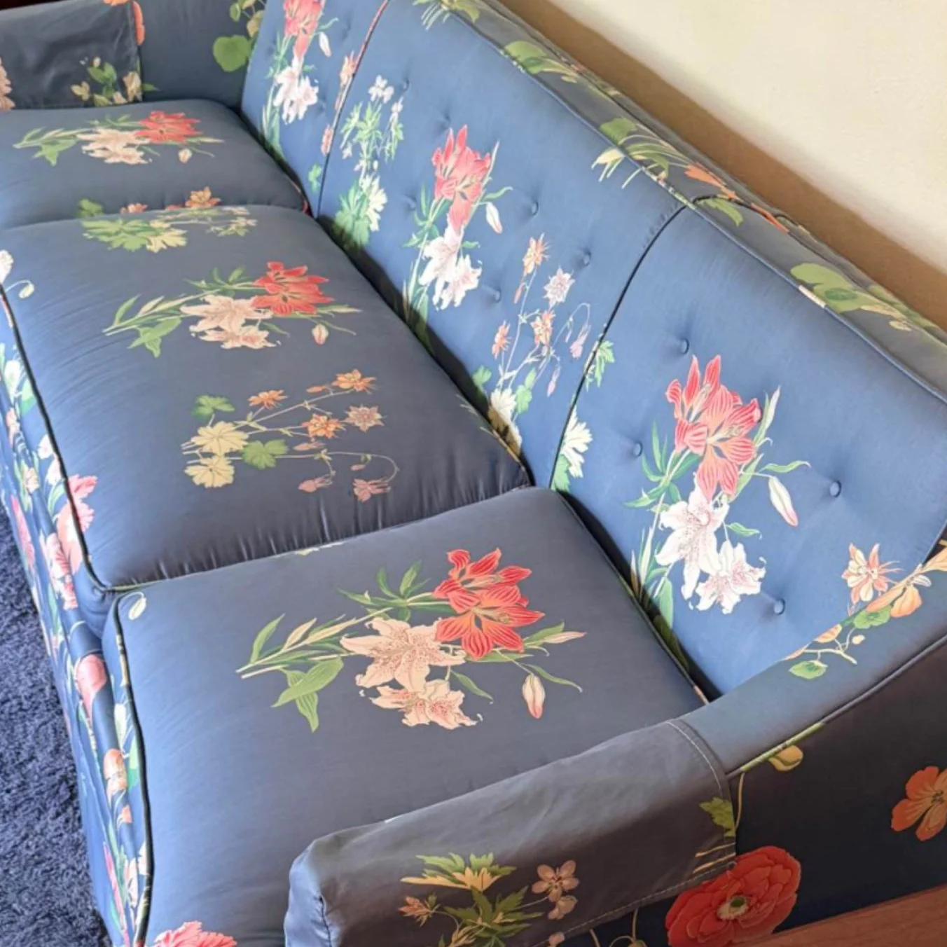 Blue Floral Henredon Sofa - Image 2