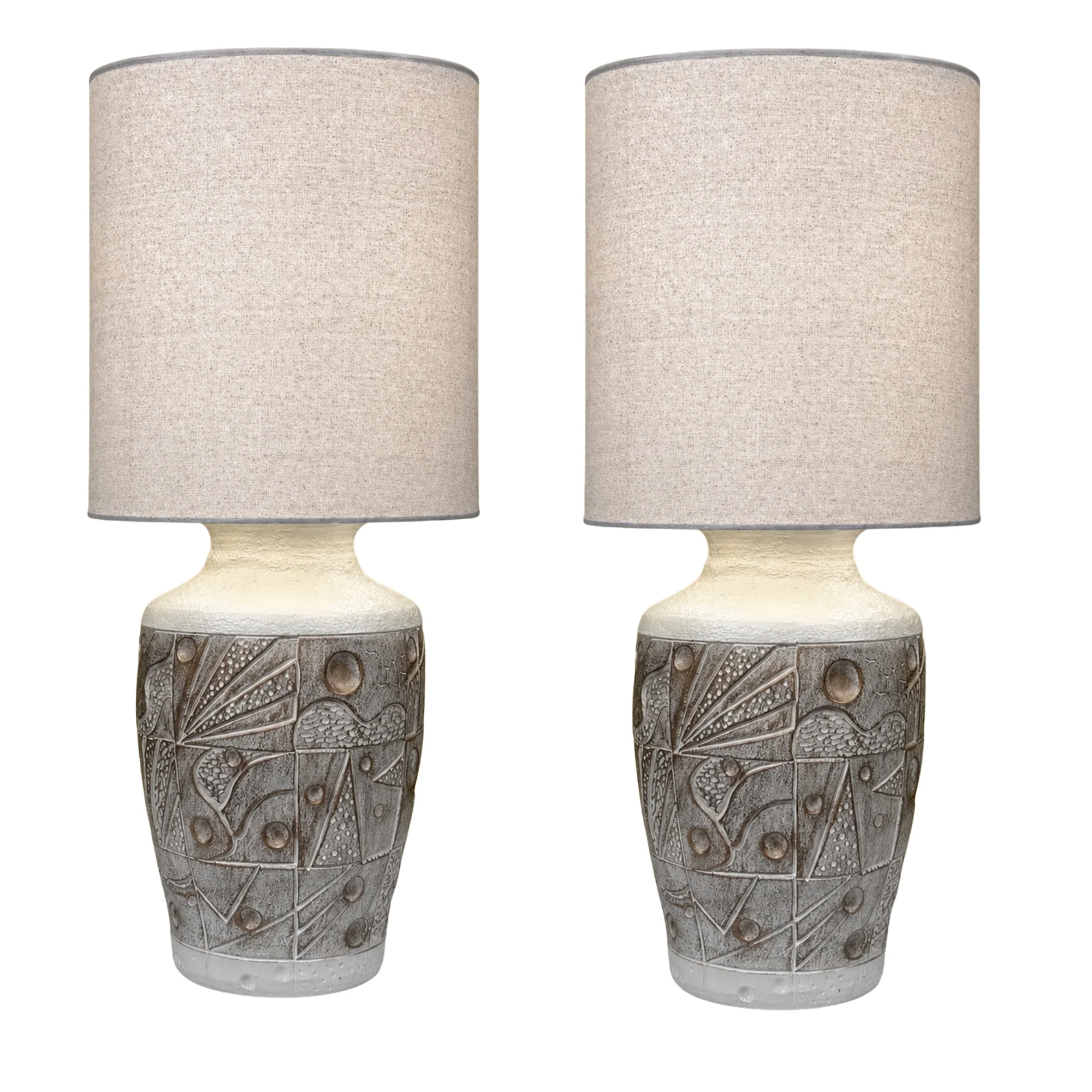 Pair of Vintage Post Modern Textured Lamps circa 1960s