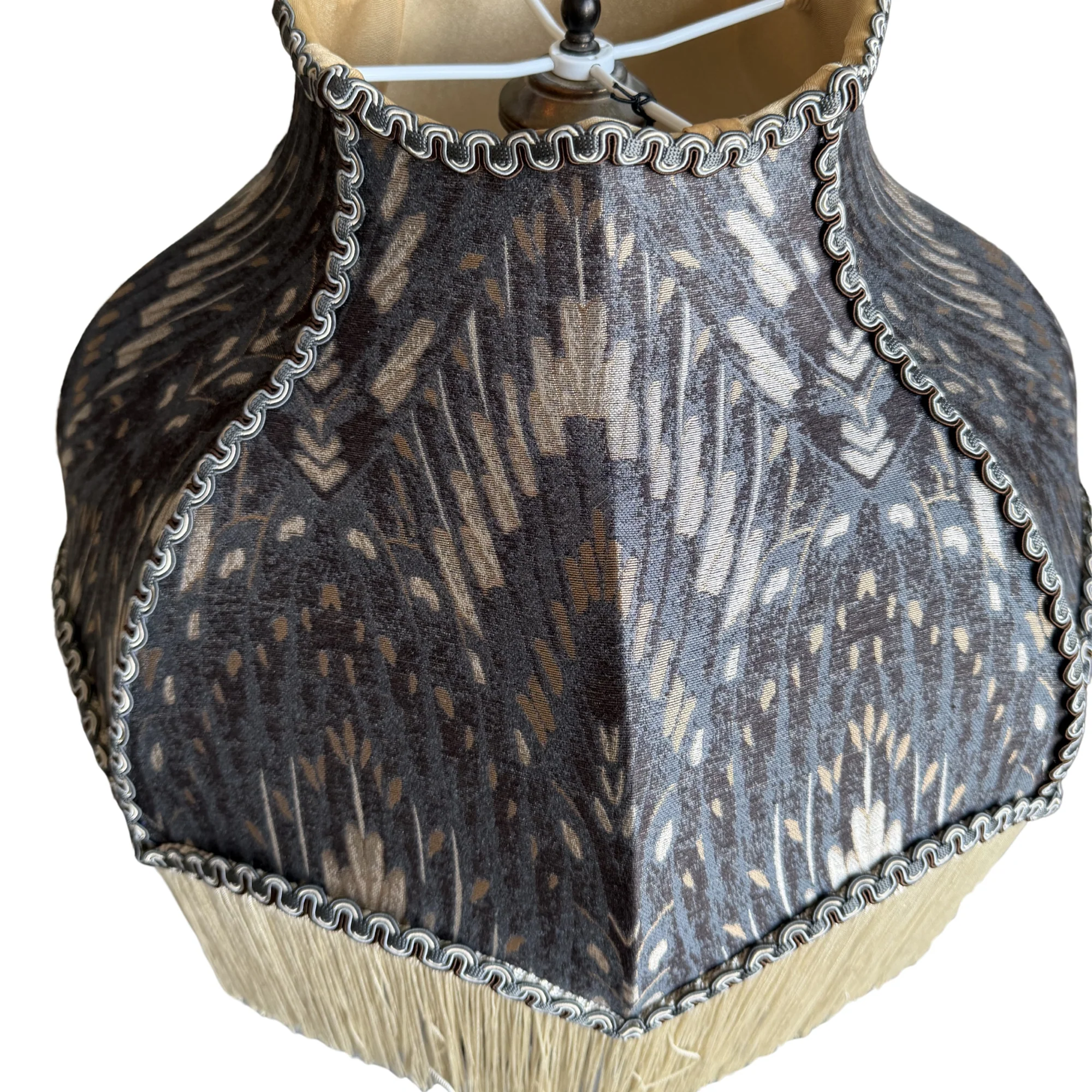 Pair of Brass Champlevé Cloisonné Lamps with Lolana Lampshades - Image 3