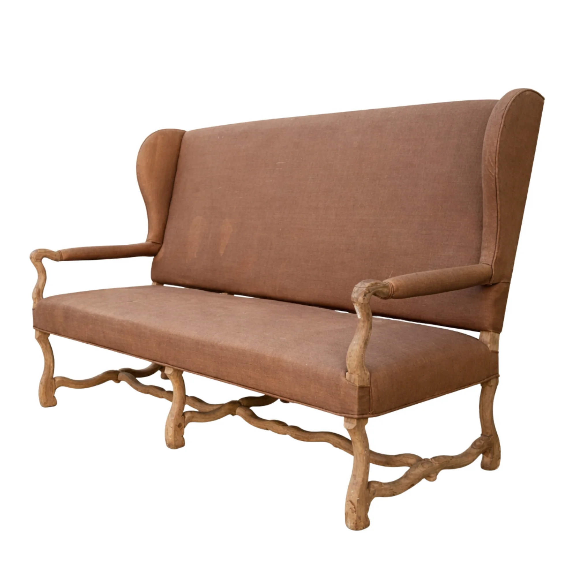 "Os de Mouton" Sofa with Bleached Wood Frame - France Early 20th Century