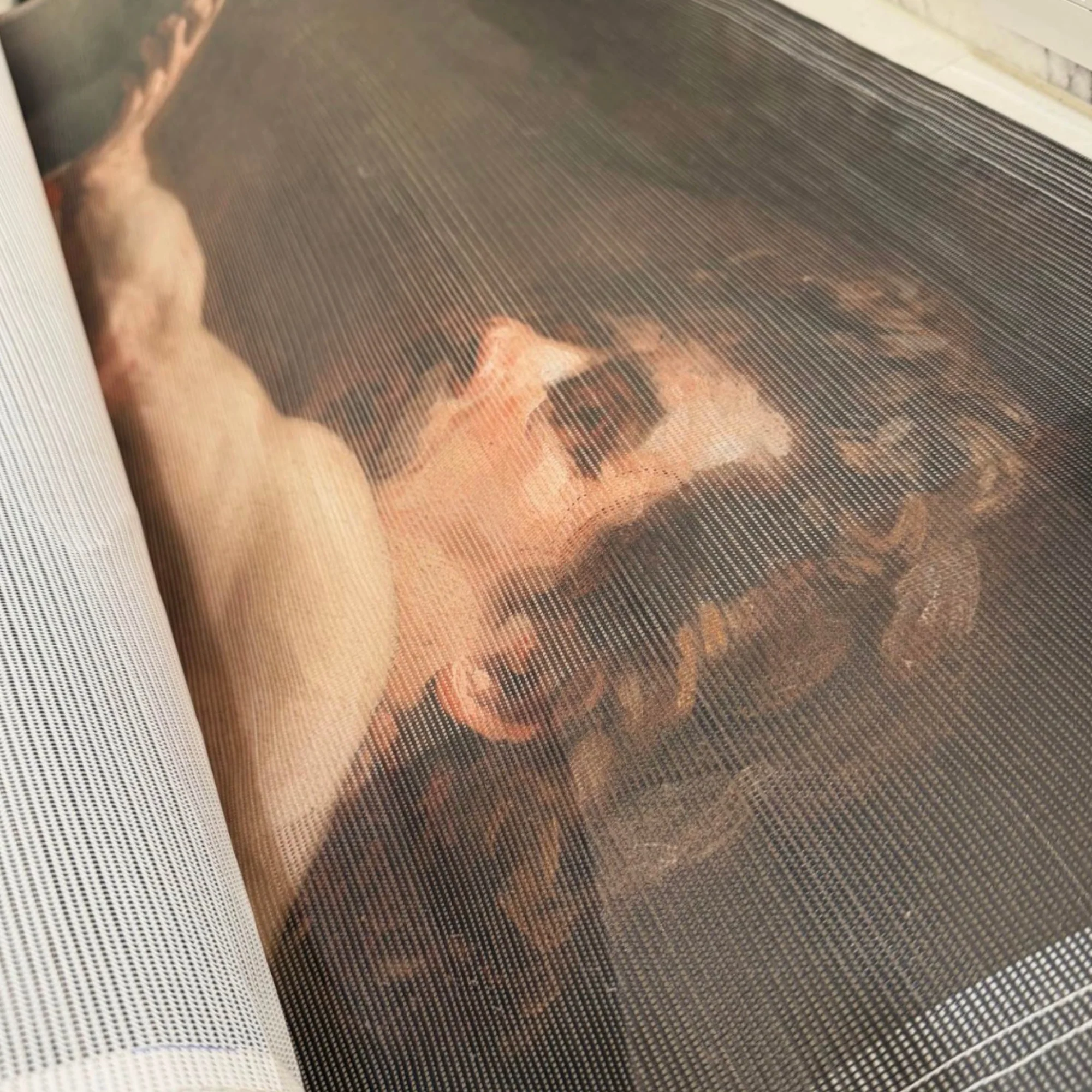 Study of a Male Nude - Large-Scale Textile Wall Hanging Mounted on Mesh Screen - Image 3