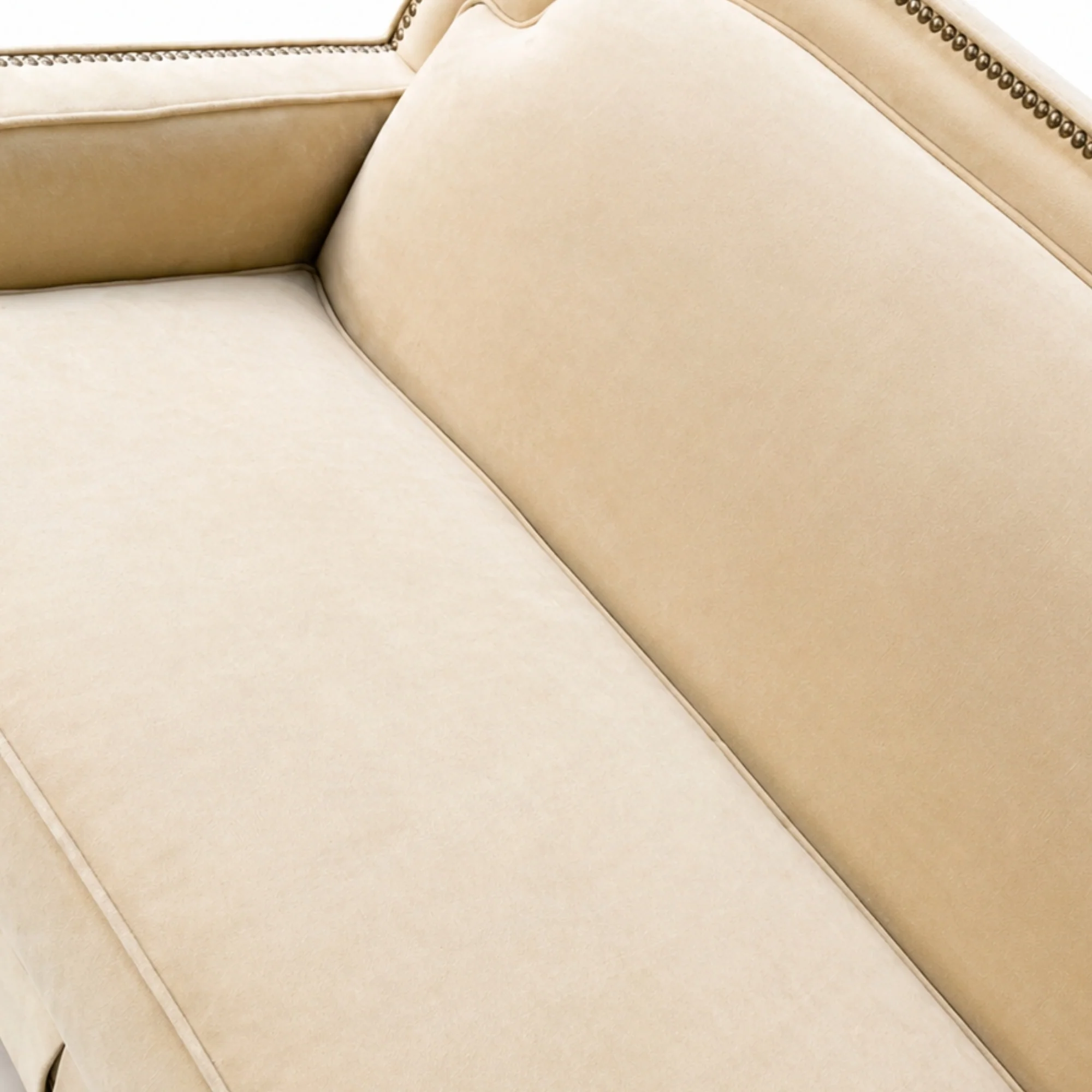 Pair of Vintage Cream Sofas with Nailhead Trim - Image 2