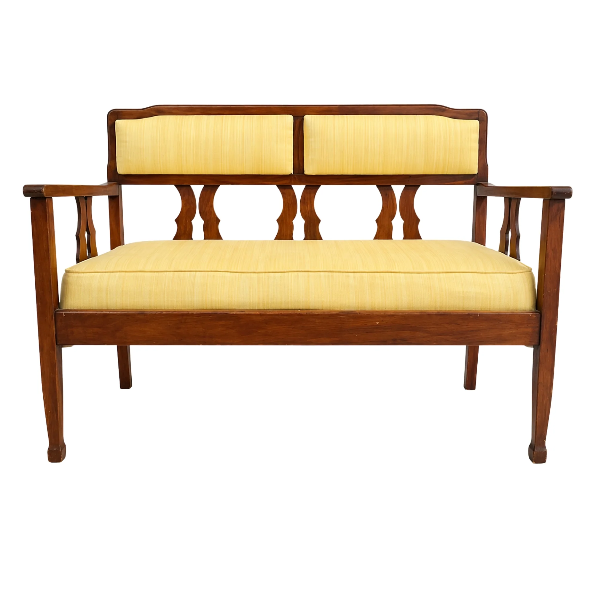 Vintage Settee In Silky Butter Fabric