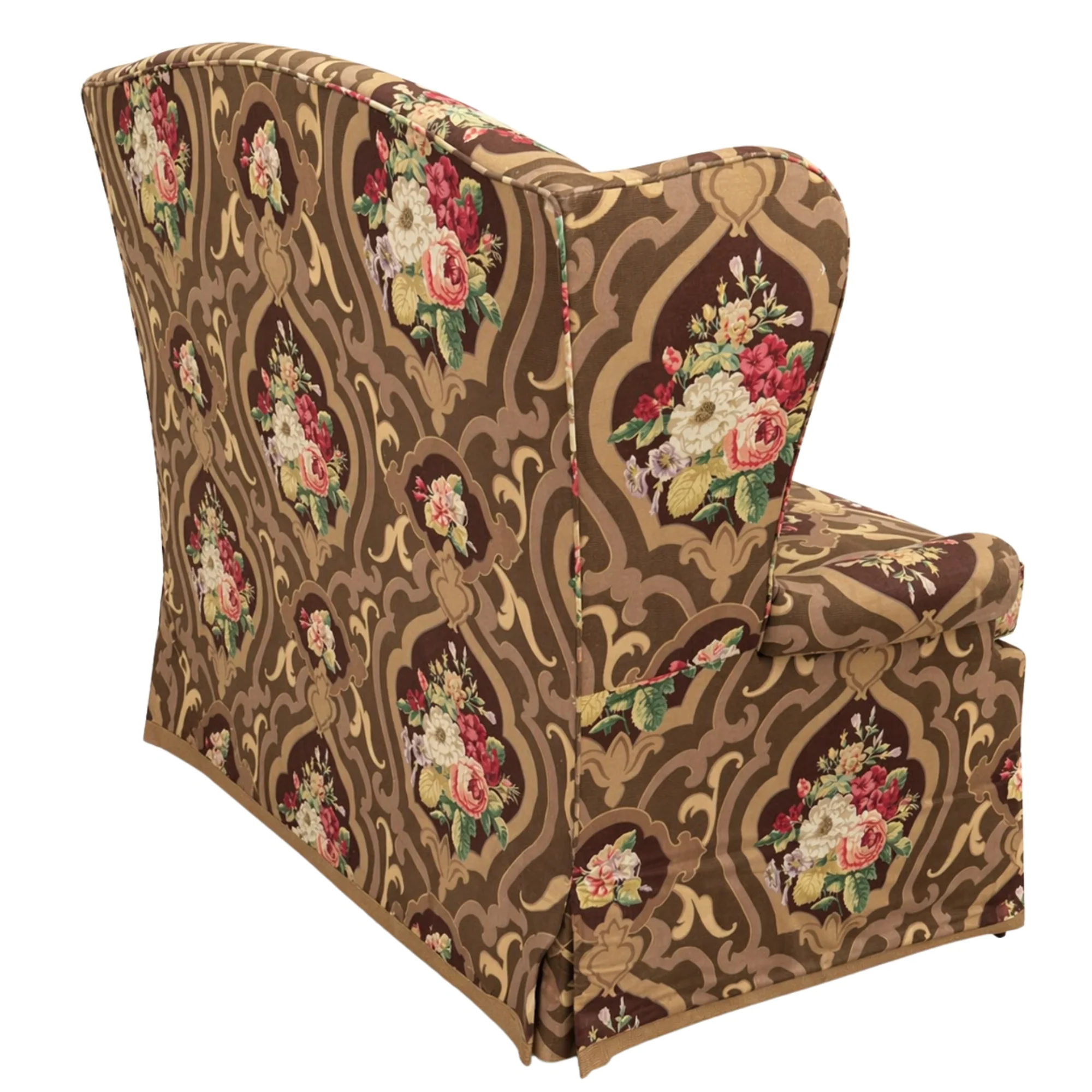Vintage Wingback Settee with Skirt - Image 2