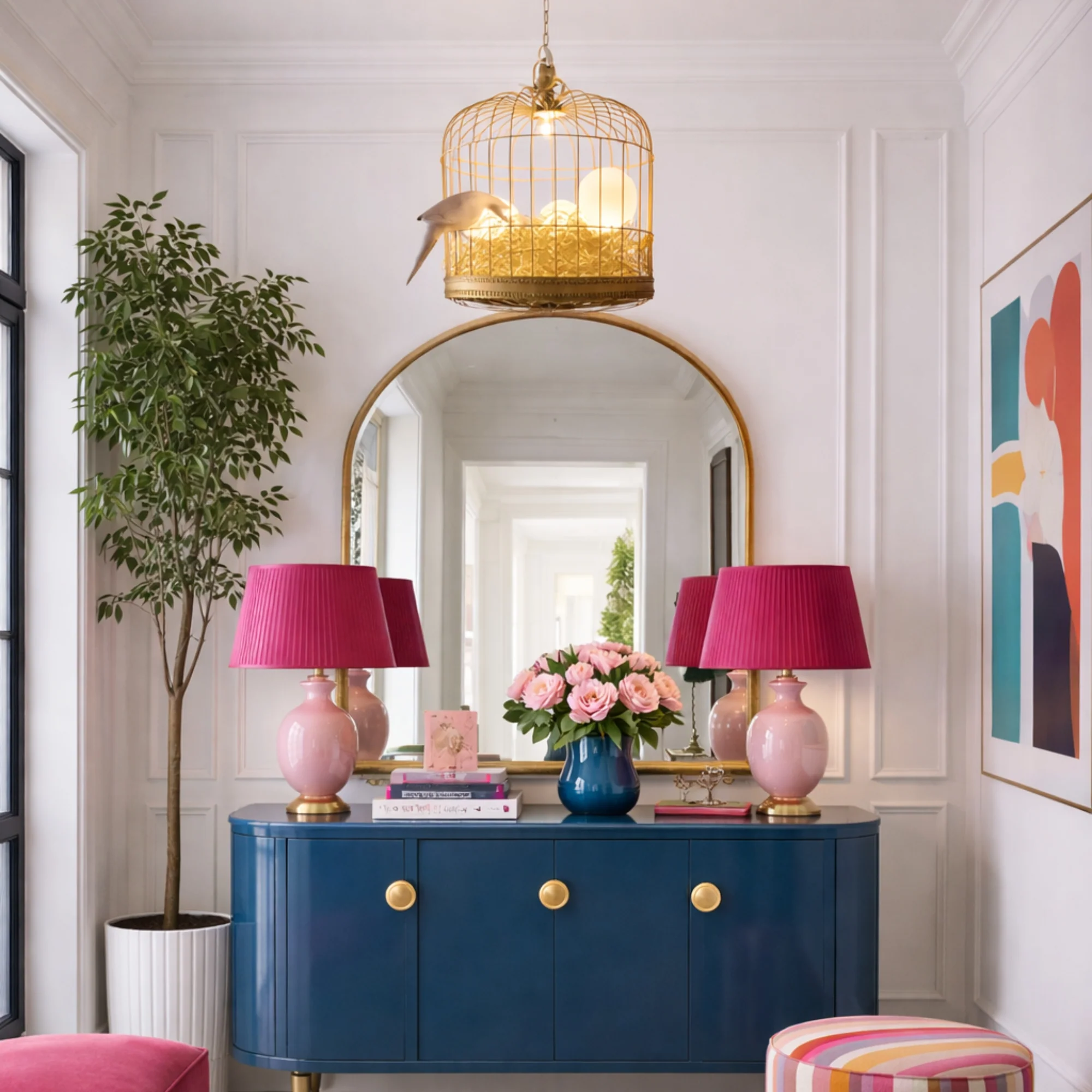 Birdcage Chandelier with Egg Lights and Nest inside - Image 2