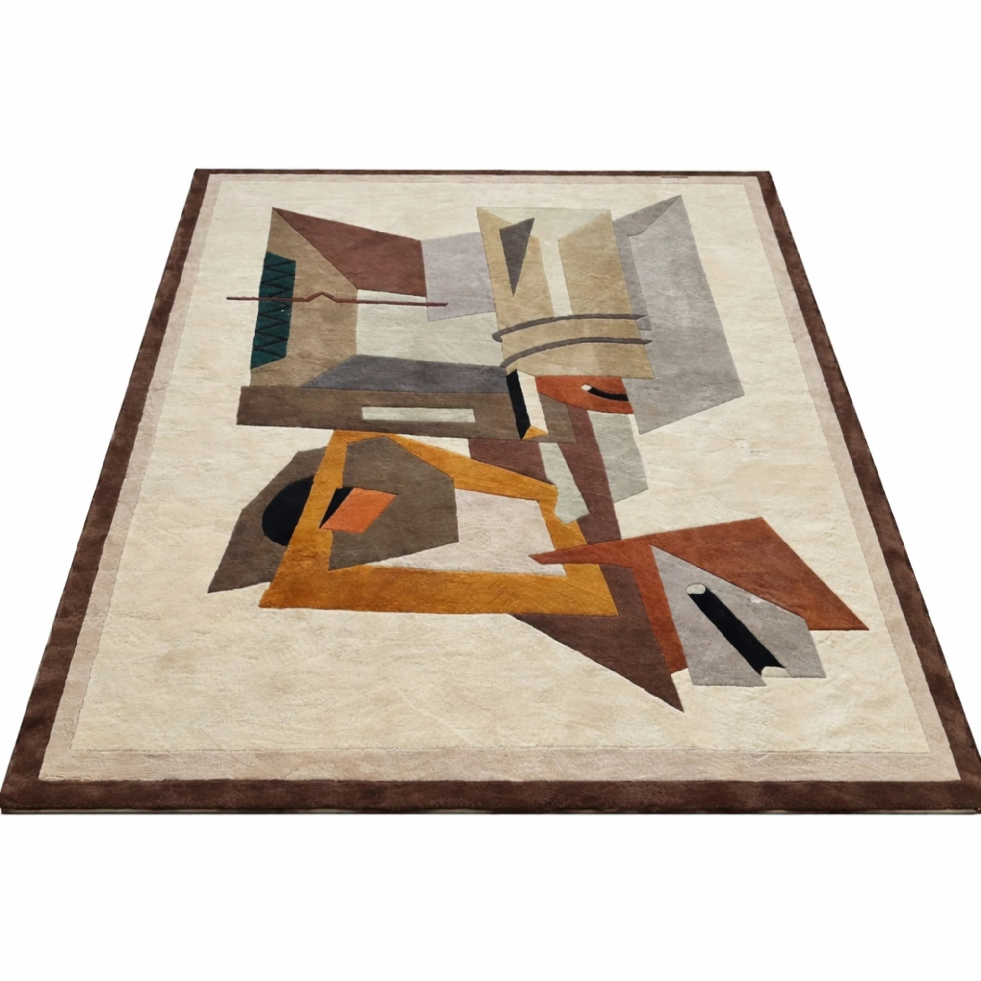 1990s Cubist Study in Earth Tones Area Rug