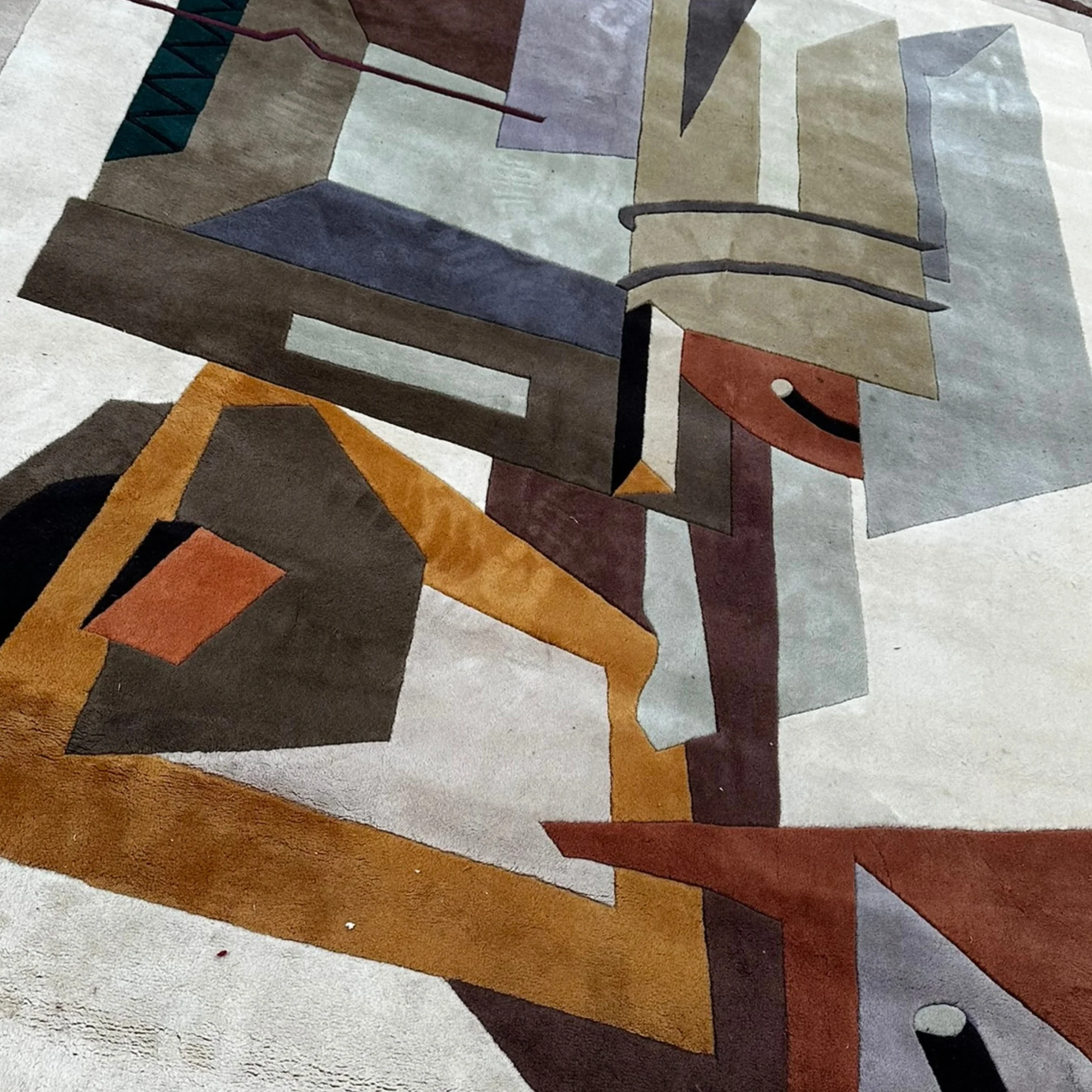 1990s Cubist Study in Earth Tones Area Rug - Image 3