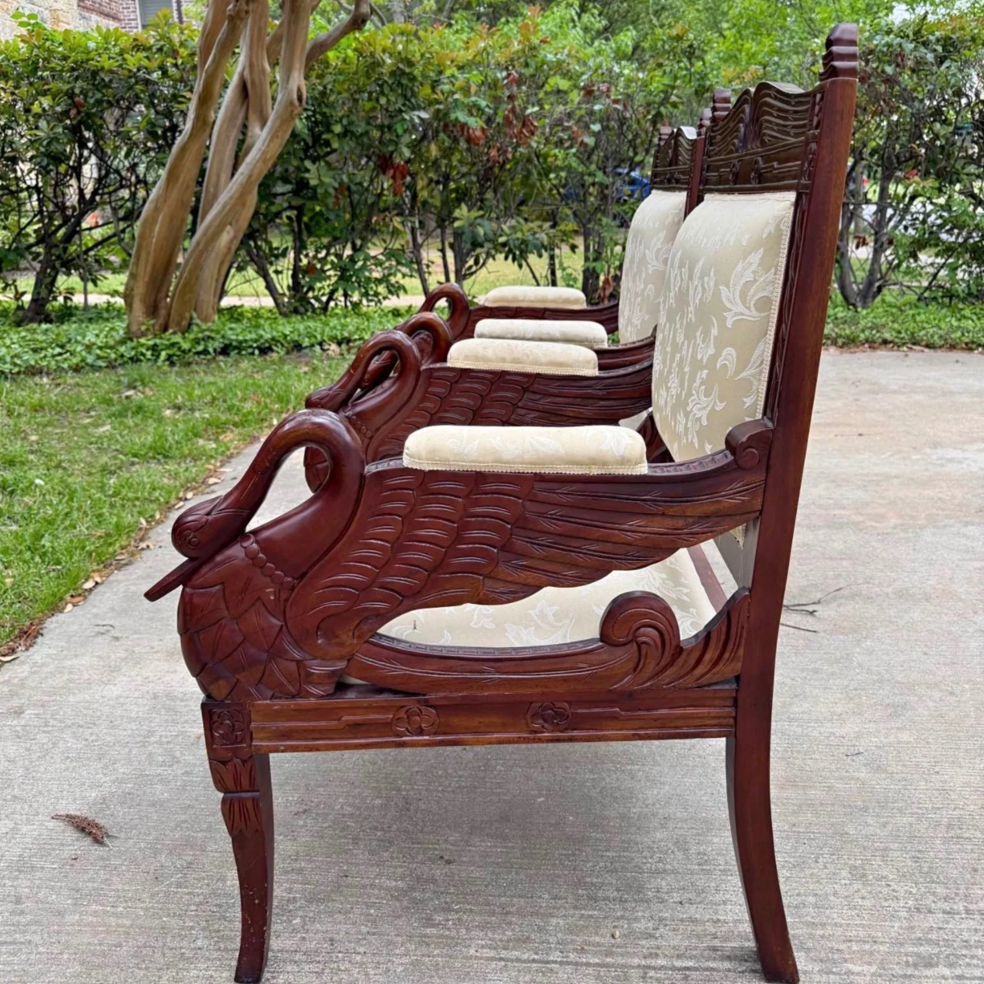 Pair of Victorian Renaissance Mahogany Swan Chairs - Image 3