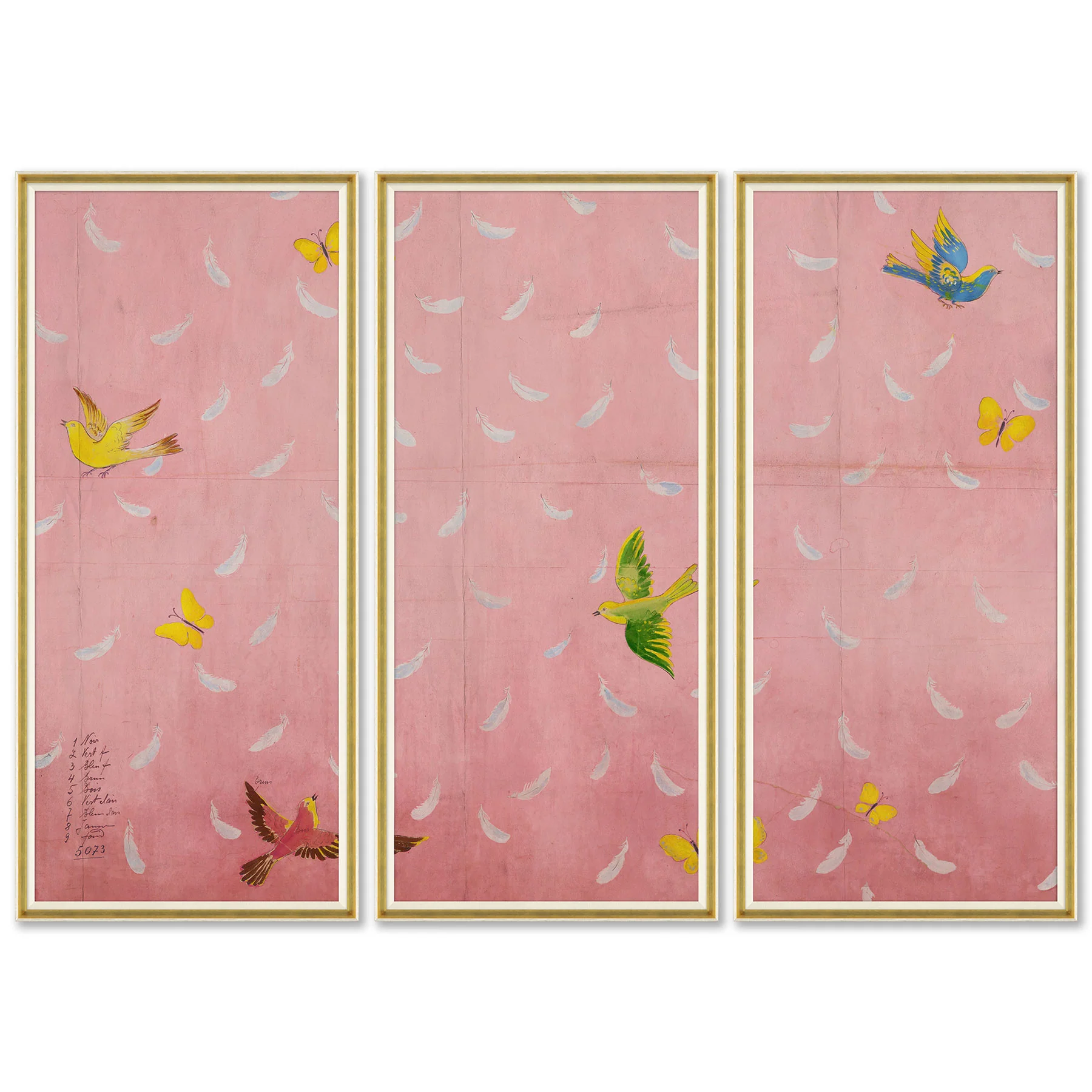 Feathers Triptych Art by Paule Marrot