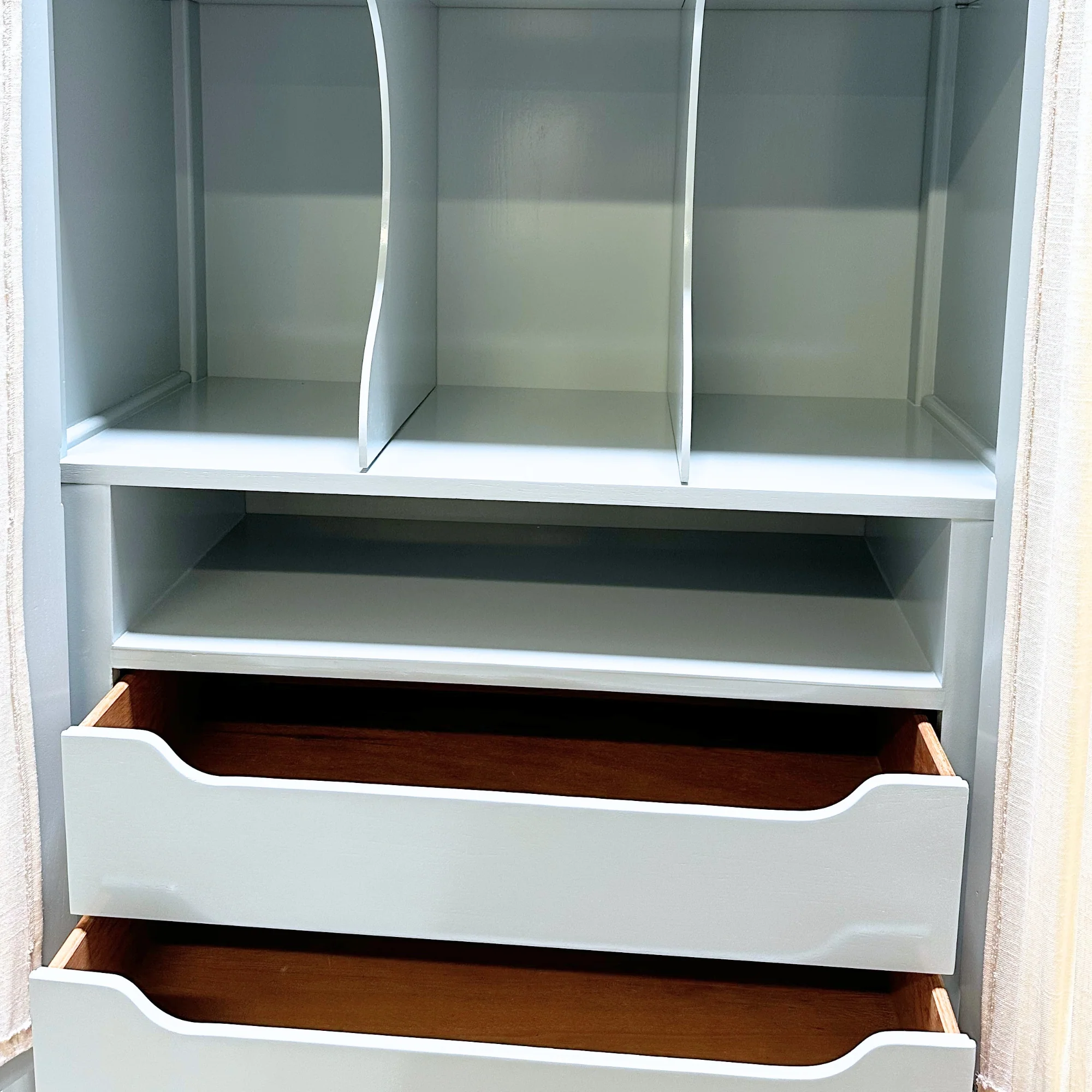 Bamboo Cabinet Refinished in BM Wedgewood Gray - Image 4
