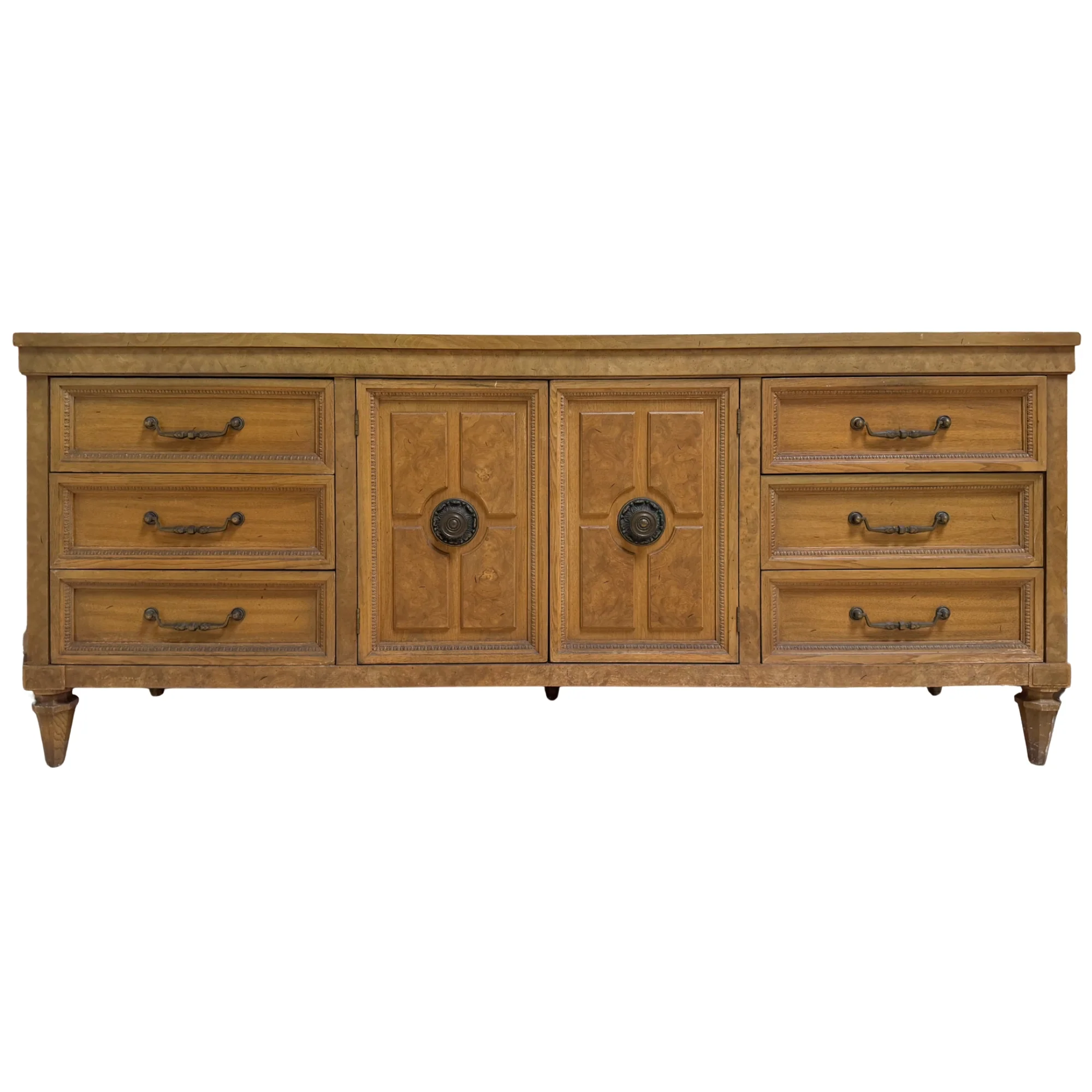 Mid Century Burl Long Dresser