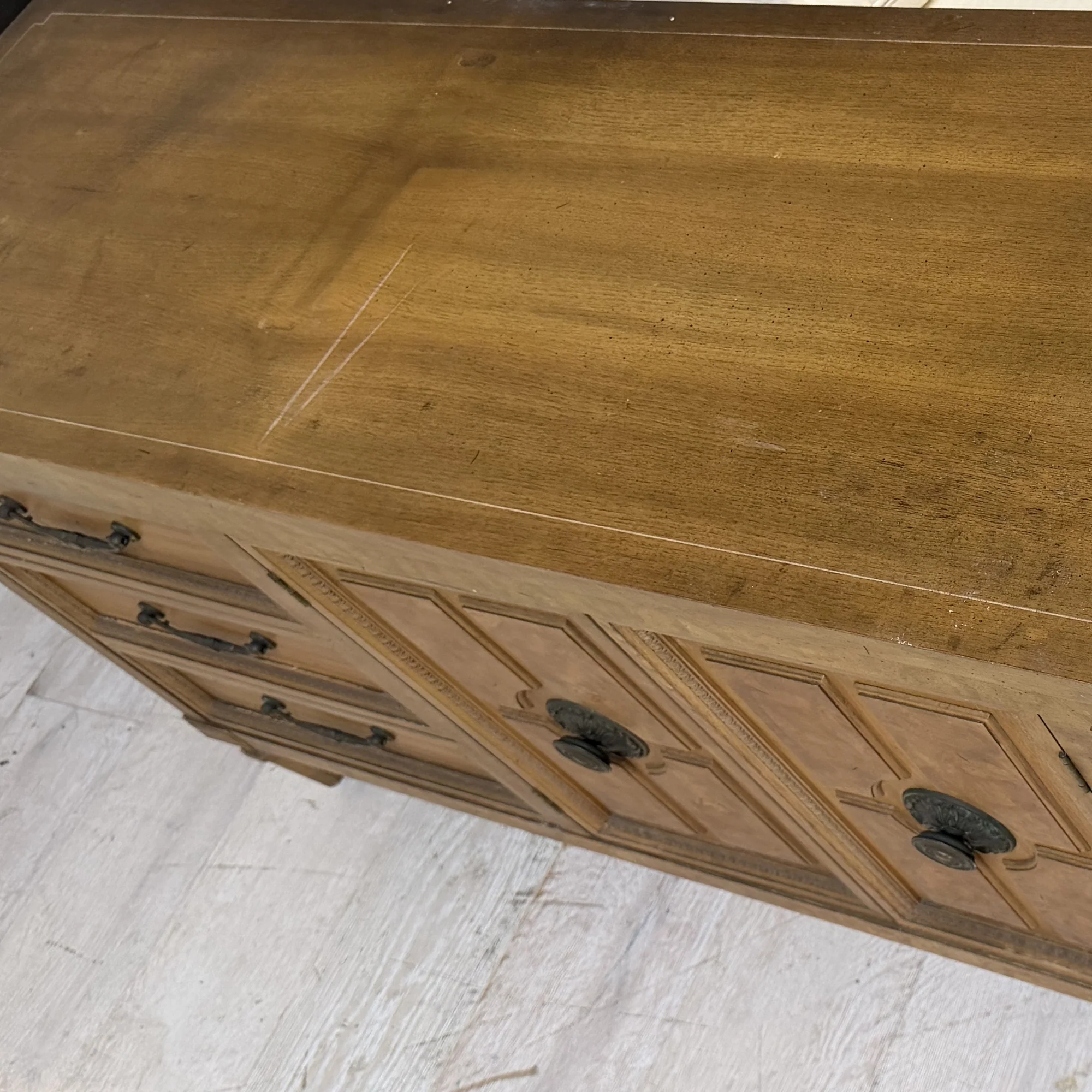 Mid Century Burl Long Dresser - Image 2