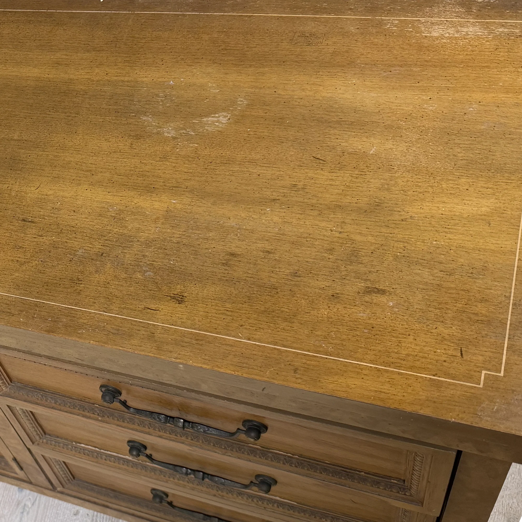 Mid Century Burl Long Dresser - Image 3