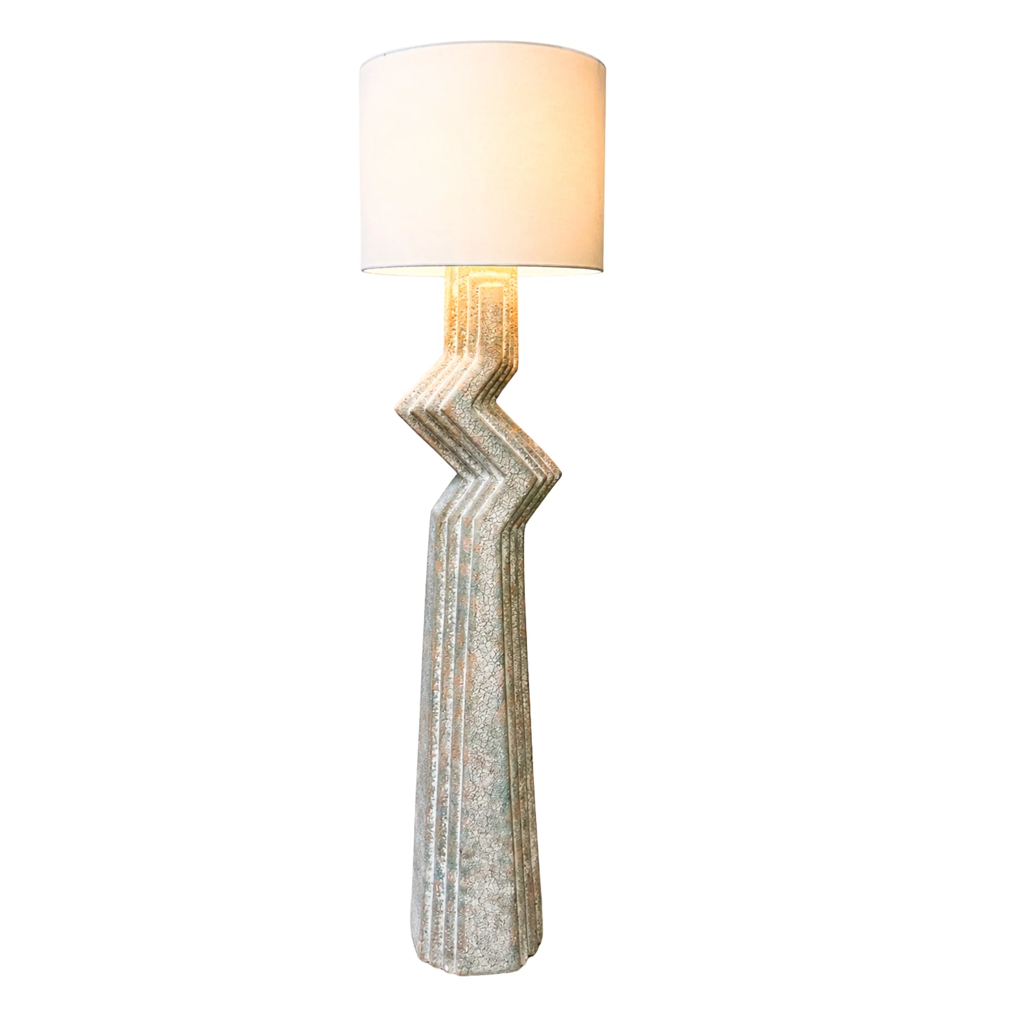 American Postmodern Textured Plaster Zig Zag Floor Lamp, 1980s
