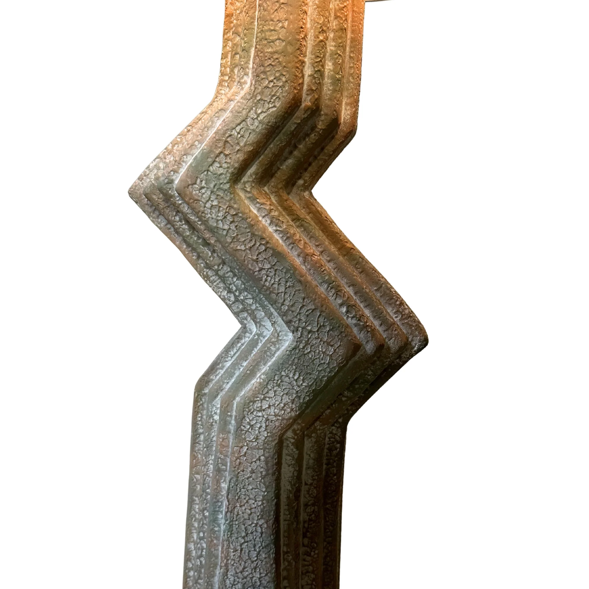 American Postmodern Textured Plaster Zig Zag Floor Lamp, 1980s - Image 2