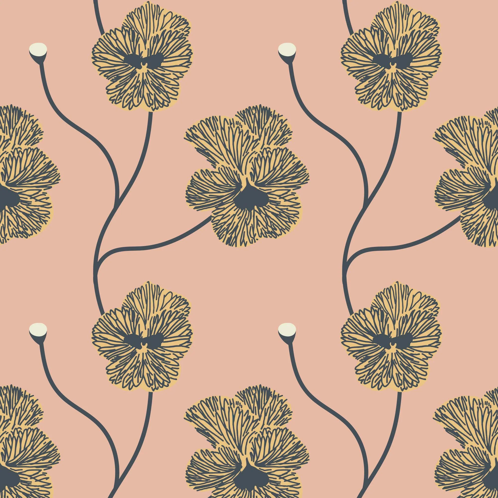 Flourish Wallpaper by Natalie Papier - Sunset Blush