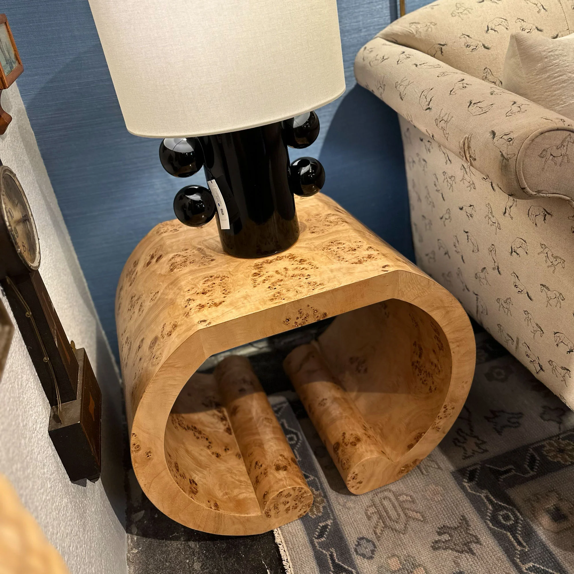 In Stock Kelly Side Table in Golden Pecan Mappa Burl - Image 2
