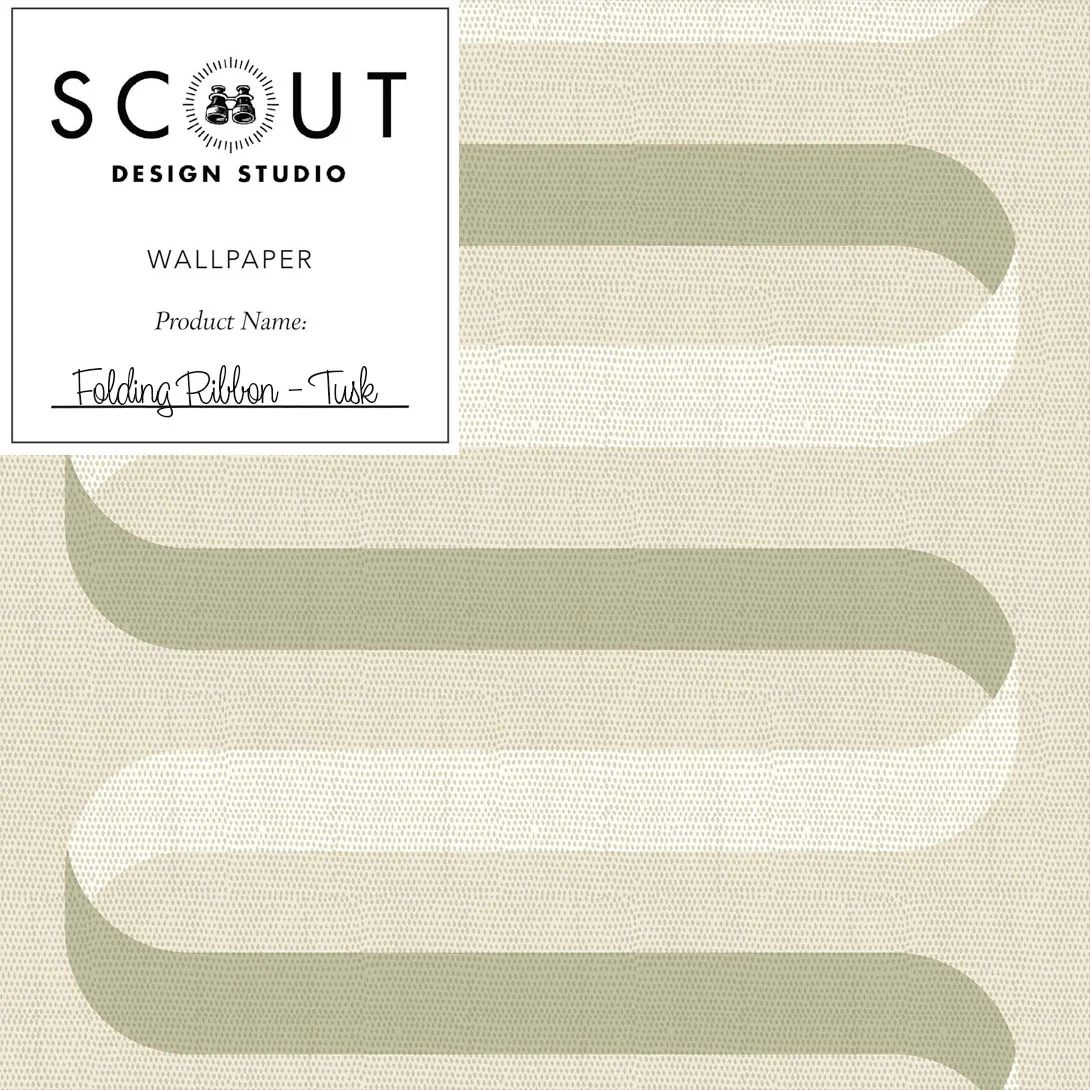 Folding Ribbon Wallpaper in Tusk Sample