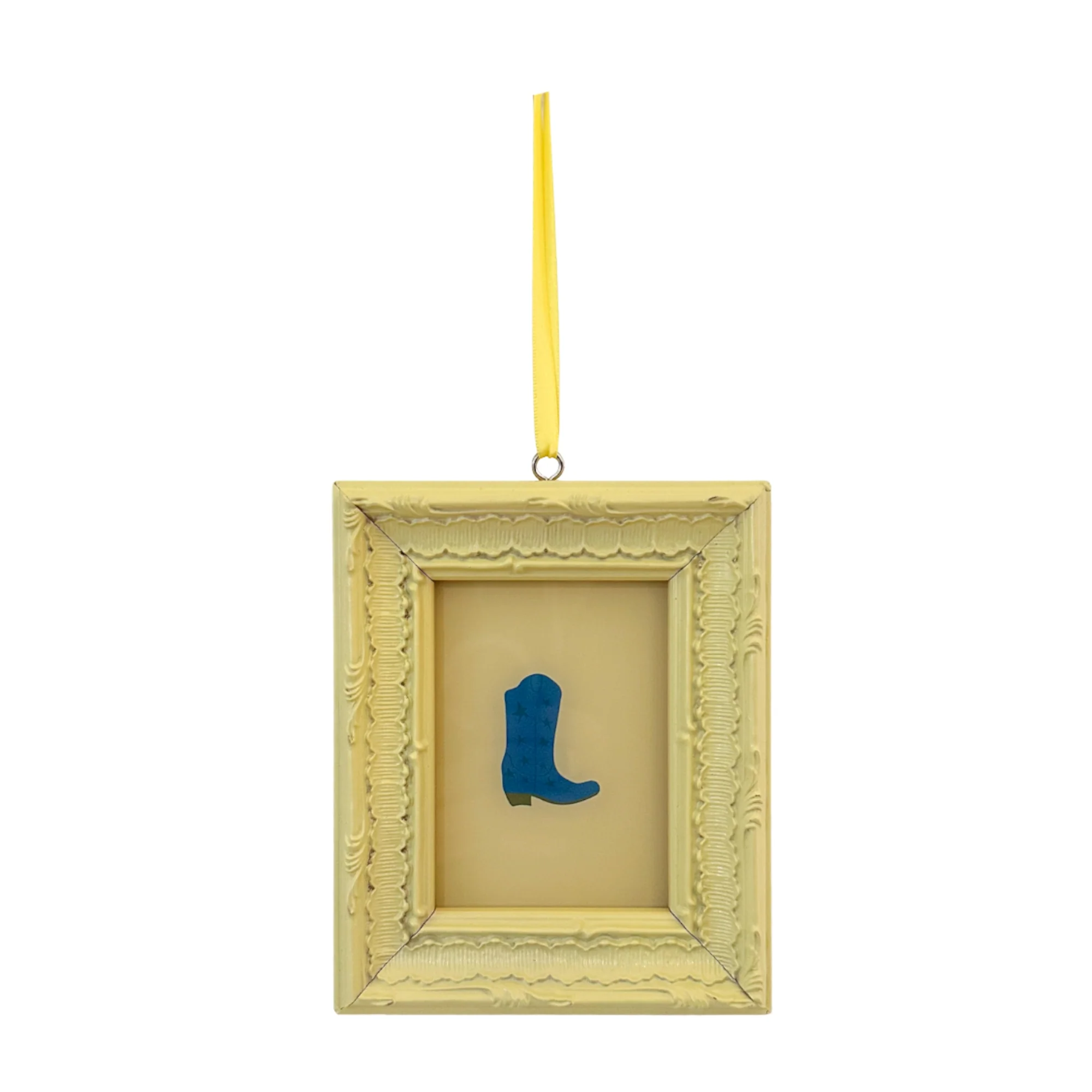 Framed Cowboy Boot Ornament / Mini Wall Art - Butter