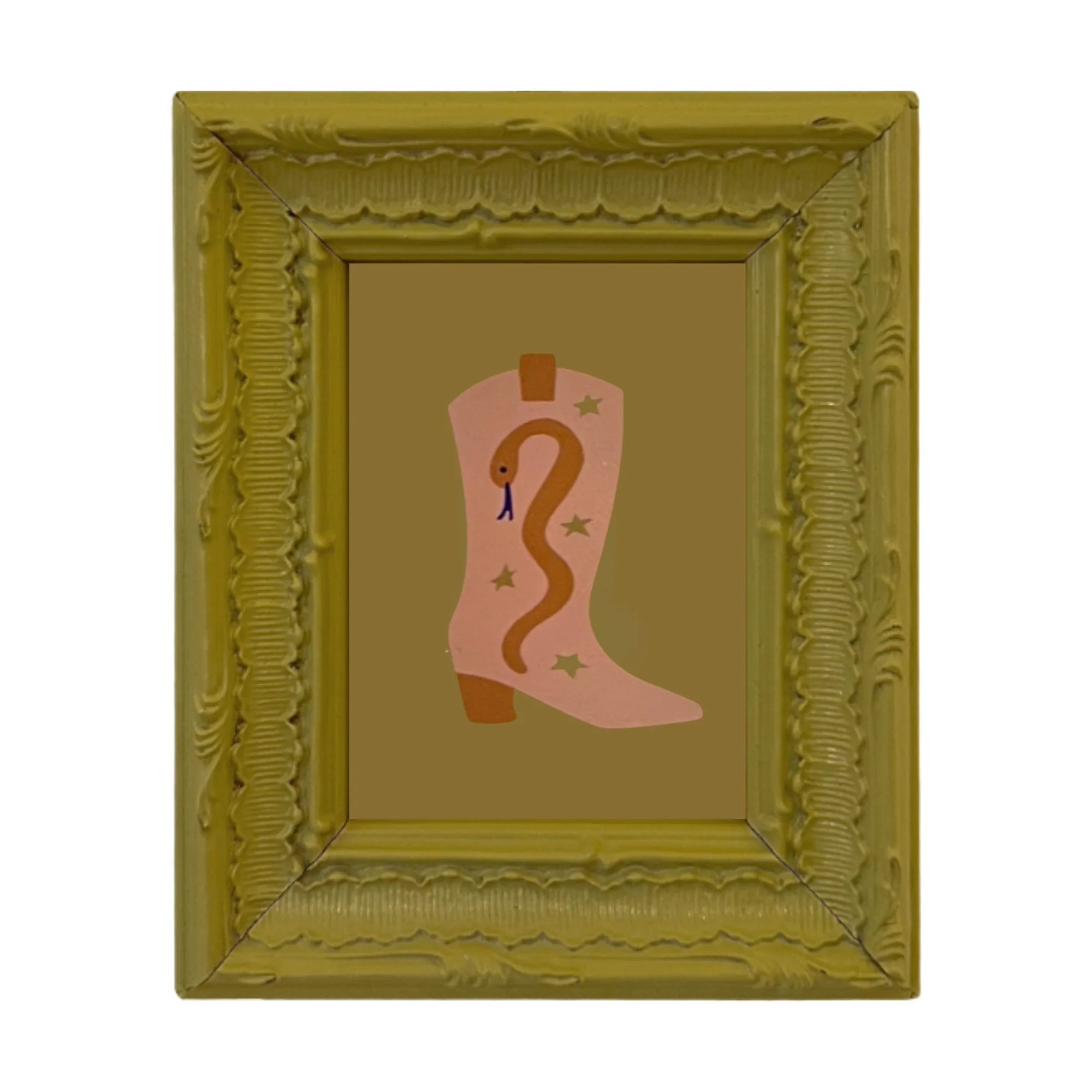 Framed Cowboy Boot Ornament / Mini Wall Art - Camel - Image 2
