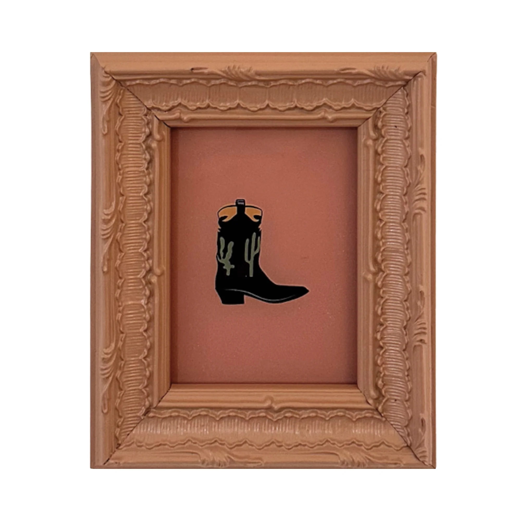 Framed Cowboy Boot Ornament / Mini Wall Art - Peach - Image 4