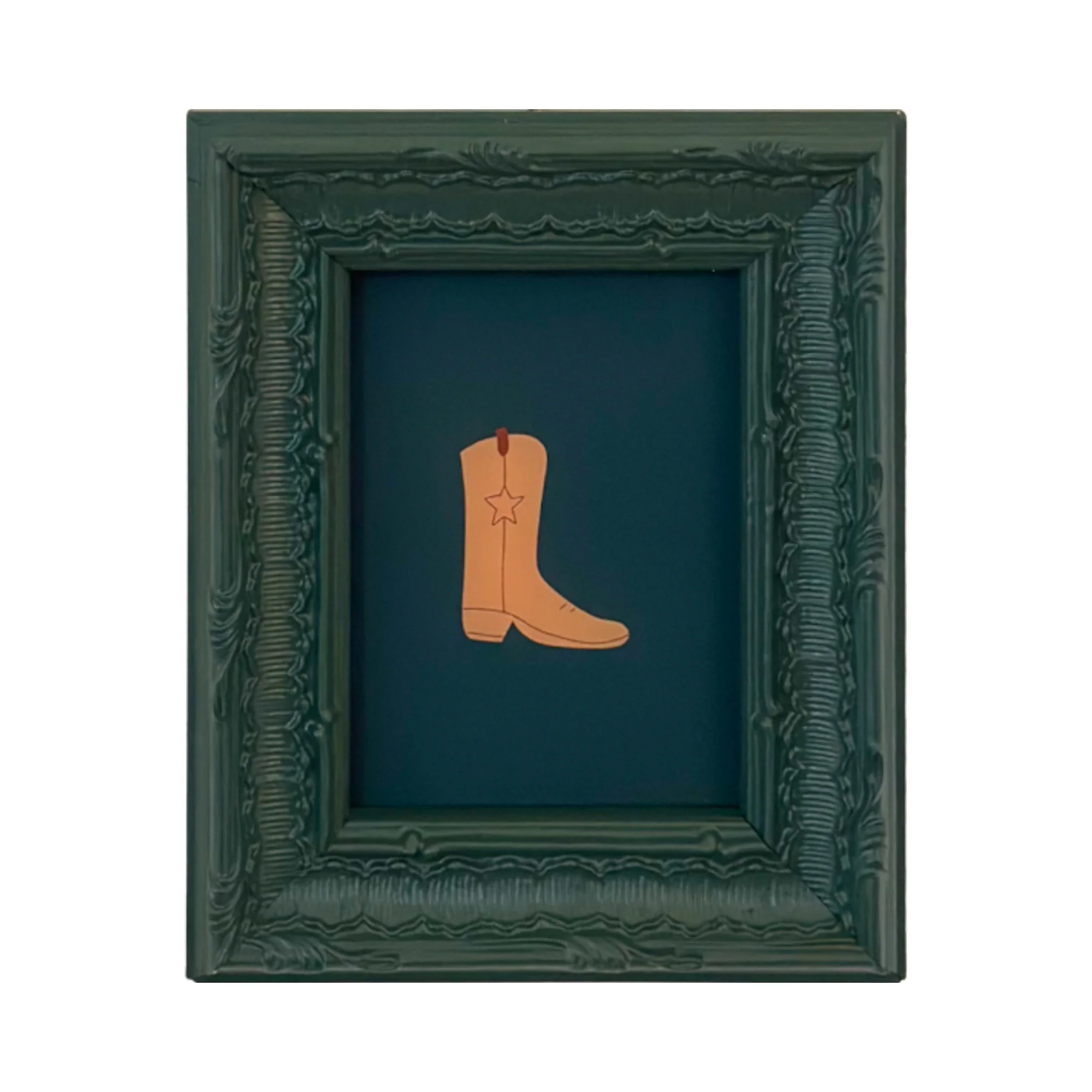 Framed Cowboy Boot Ornament / Mini Wall Art - Moonlight - Image 3