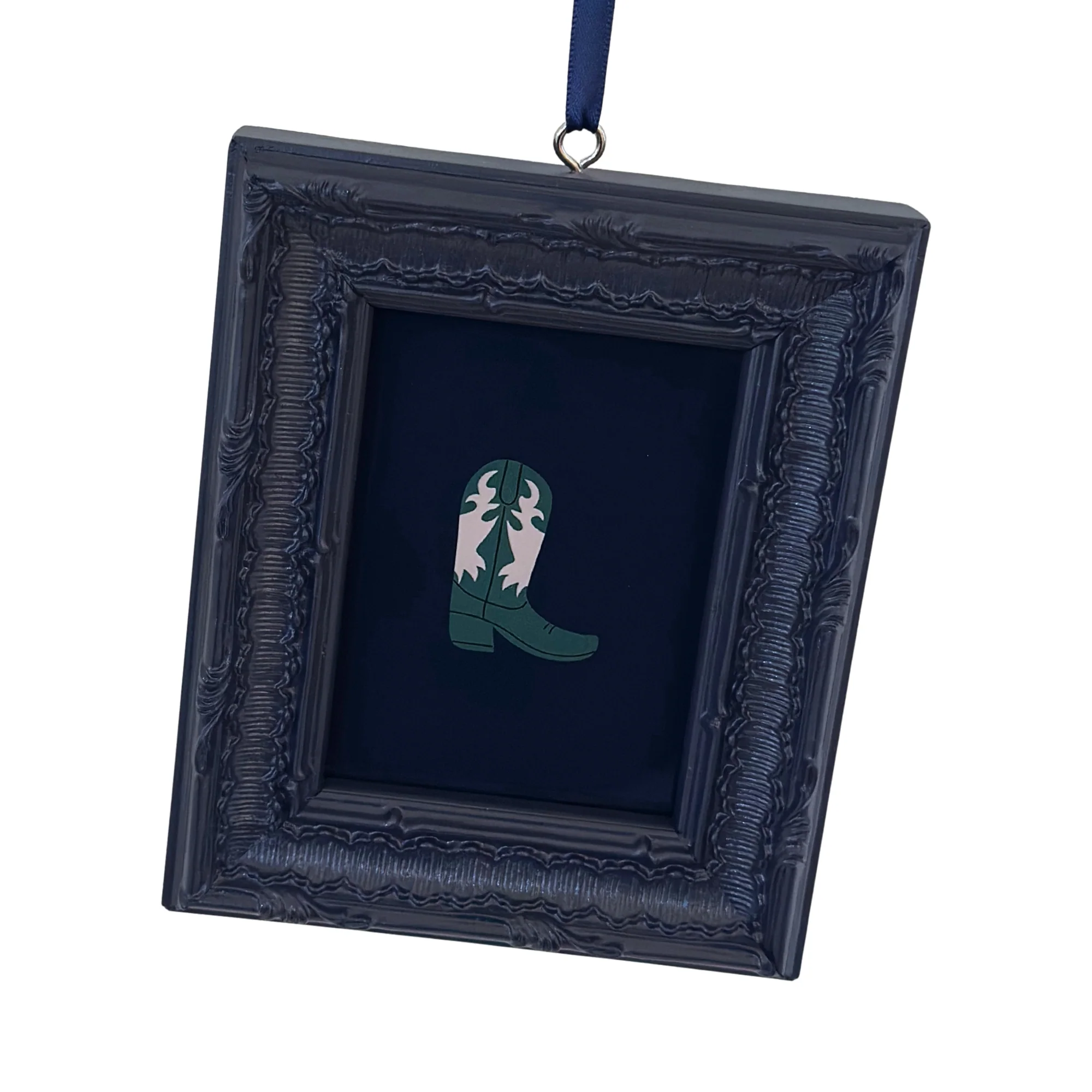 Framed Cowboy Boot Ornament / Mini Wall Art - Navy - Image 4