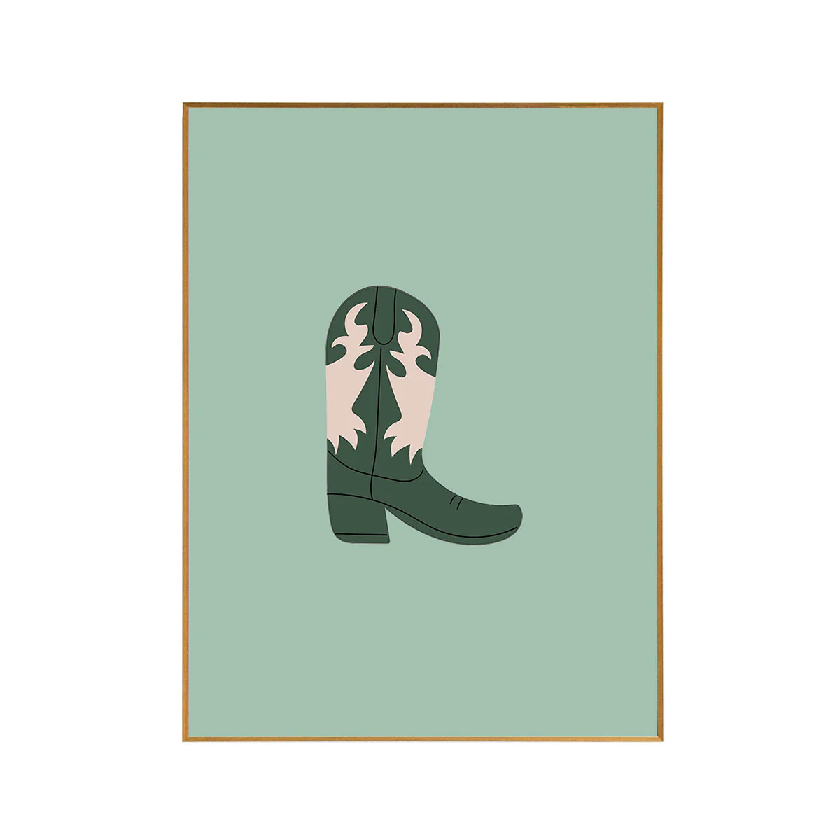 Framed Cowboy Boot Print - Cactus