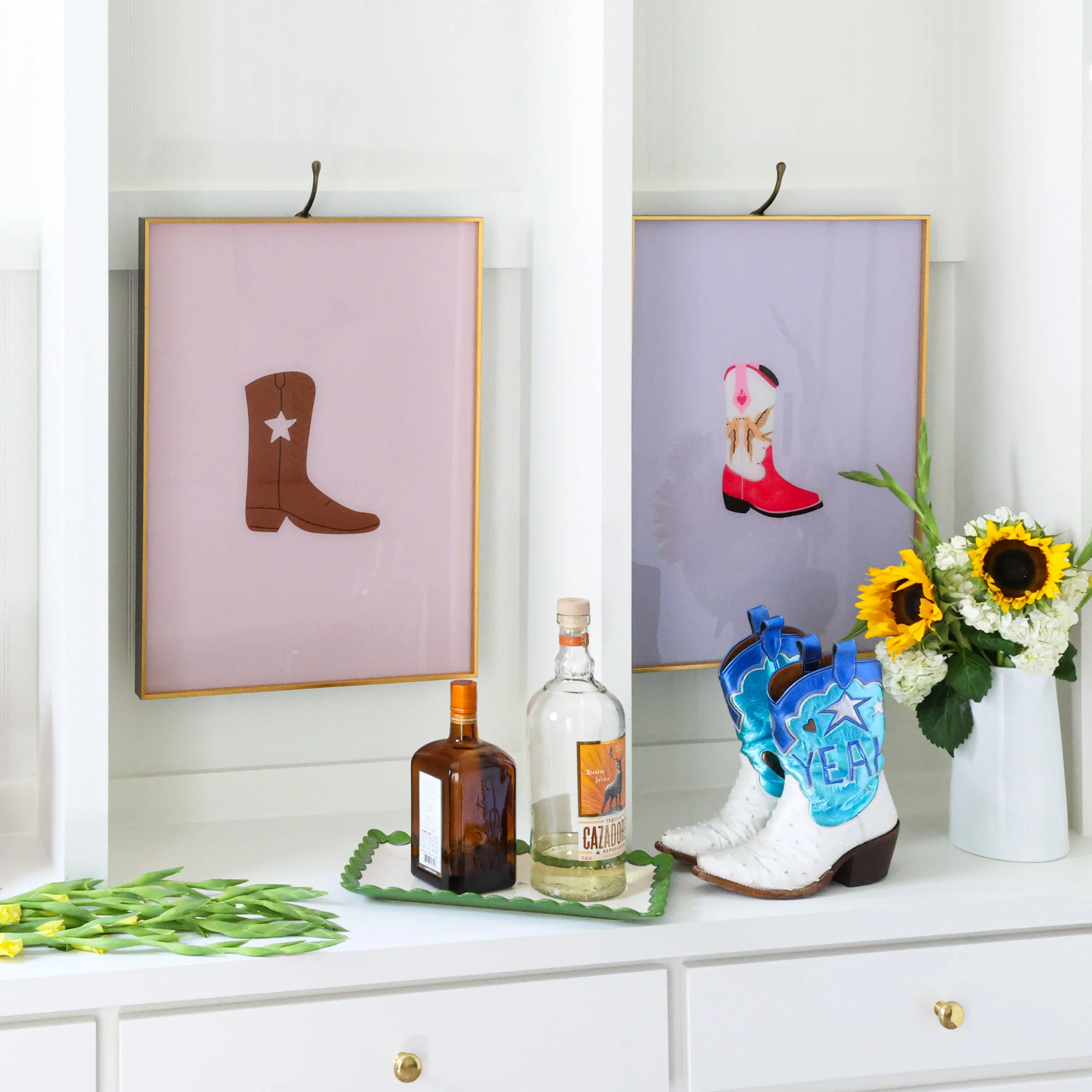 Framed Cowboy Boot Print - Lilac - Image 2