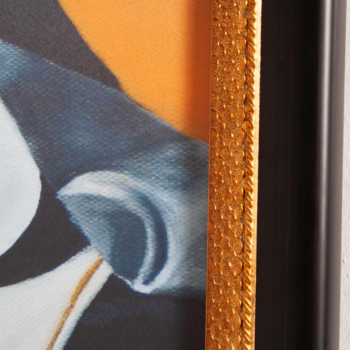 Framed Equestrian Artwork on Silk Cloth - Orange - Image 5