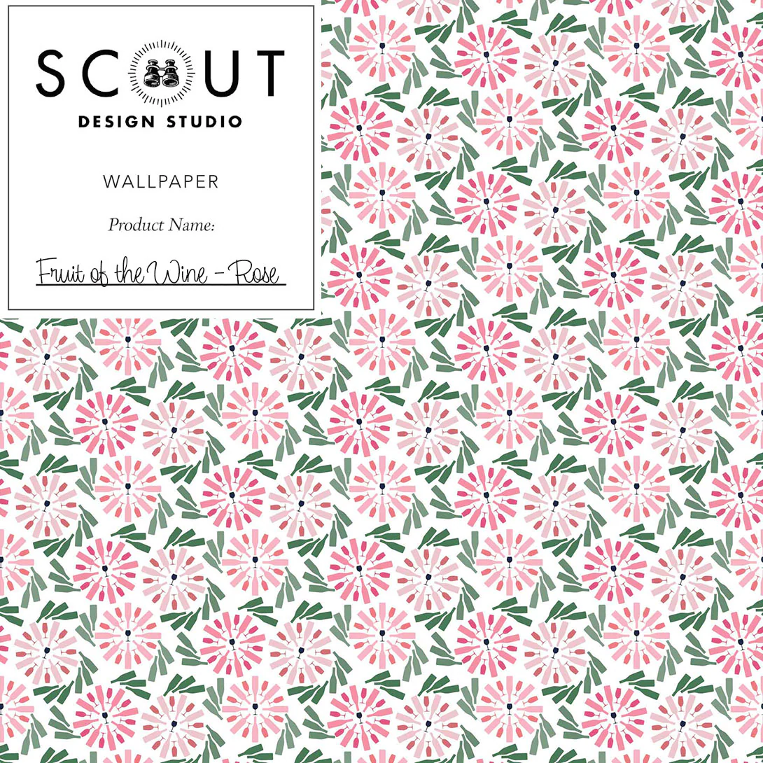 Fruit of the Wine Wallpaper in Rose Sample