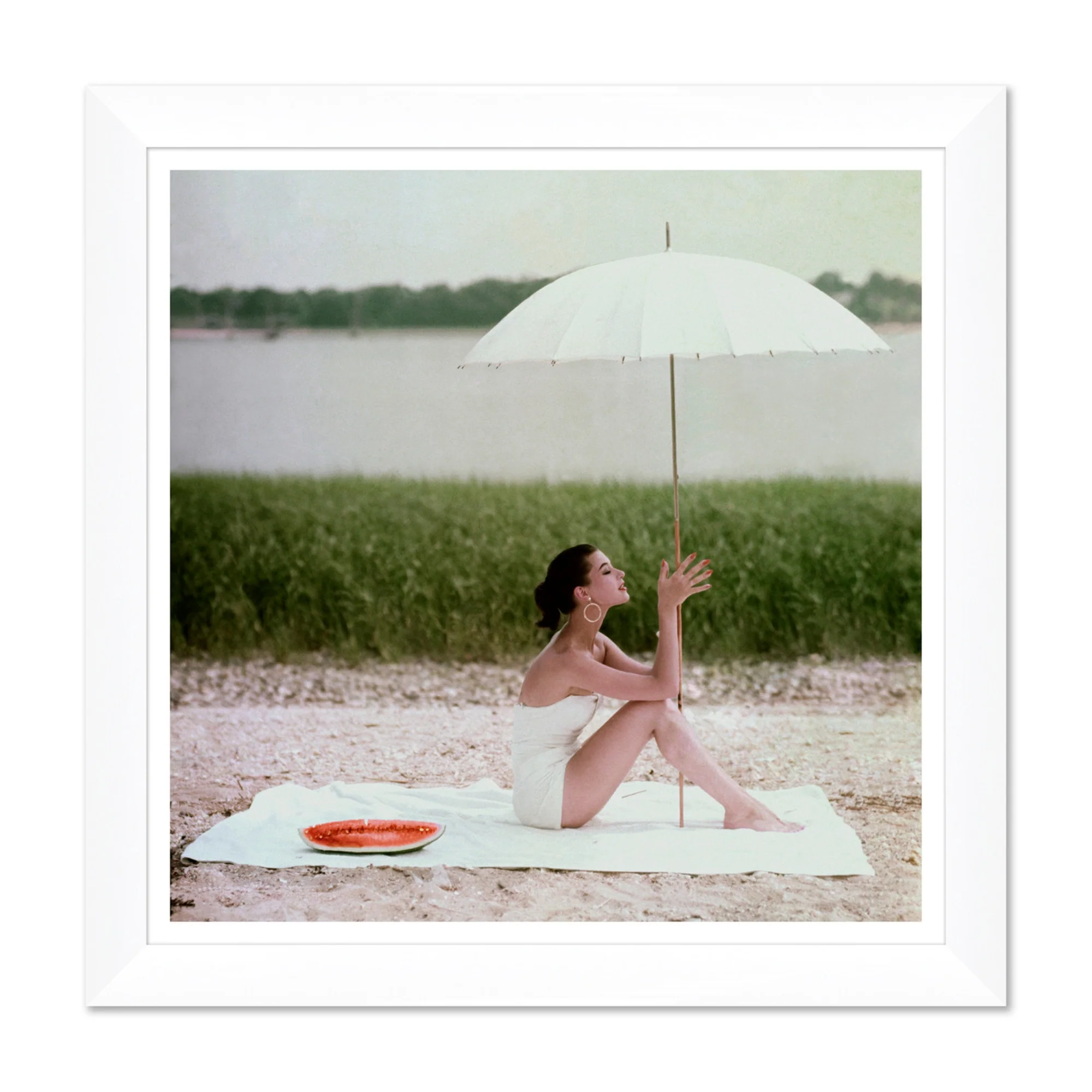 Glamour, "Barbara Mullen in a White Swimsuit," Frances McLaughlin-Gill, July 1, 1954