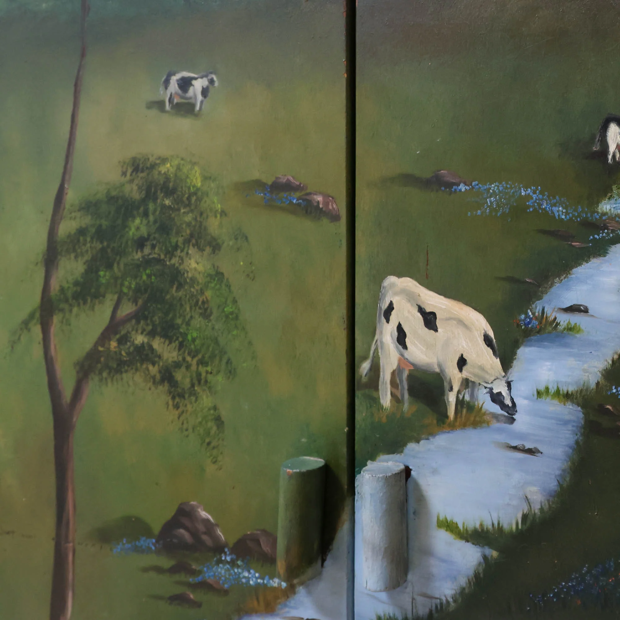Rustic Armoire with Hand Painted Pastoral Scene - Image 10