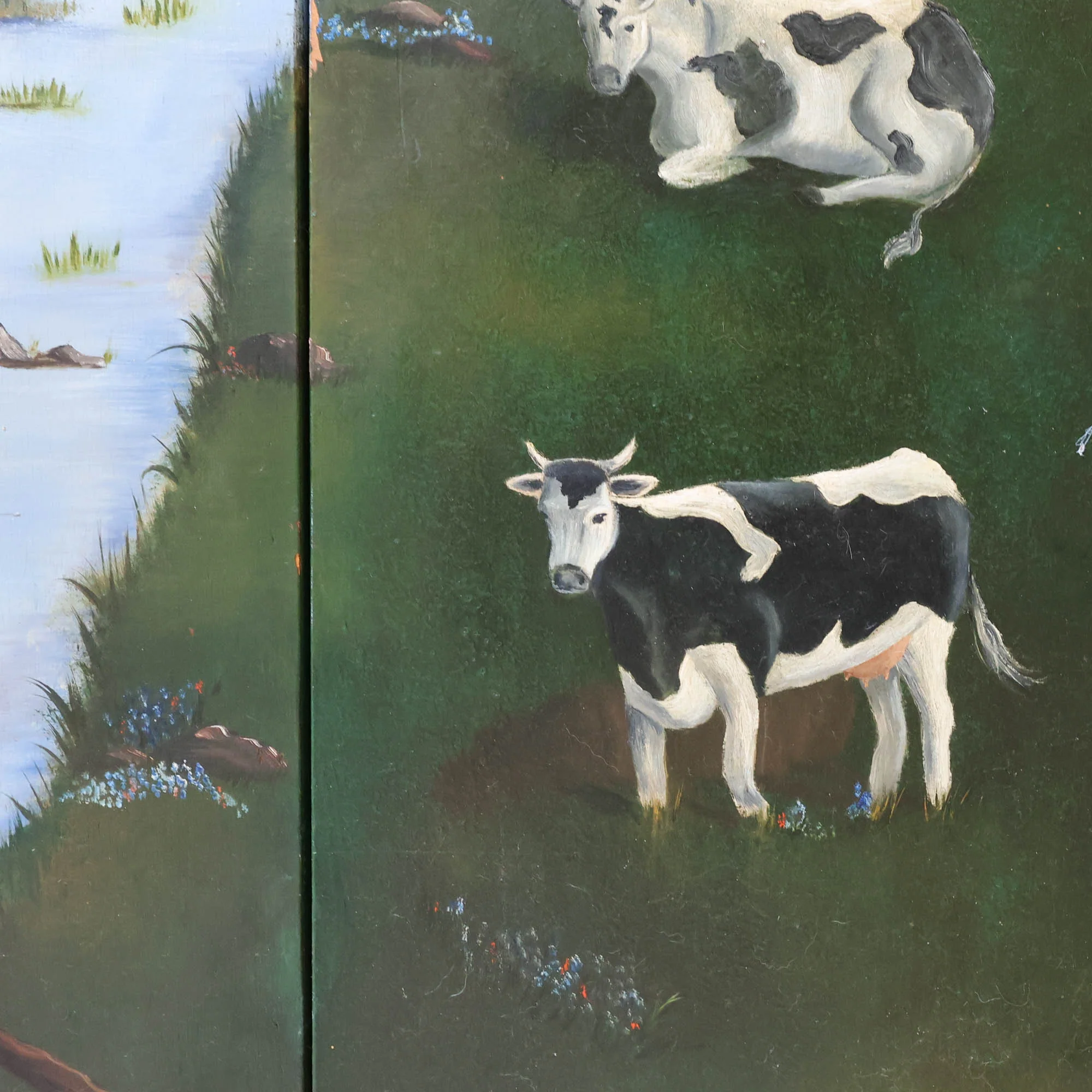 Rustic Armoire with Hand Painted Pastoral Scene - Image 11