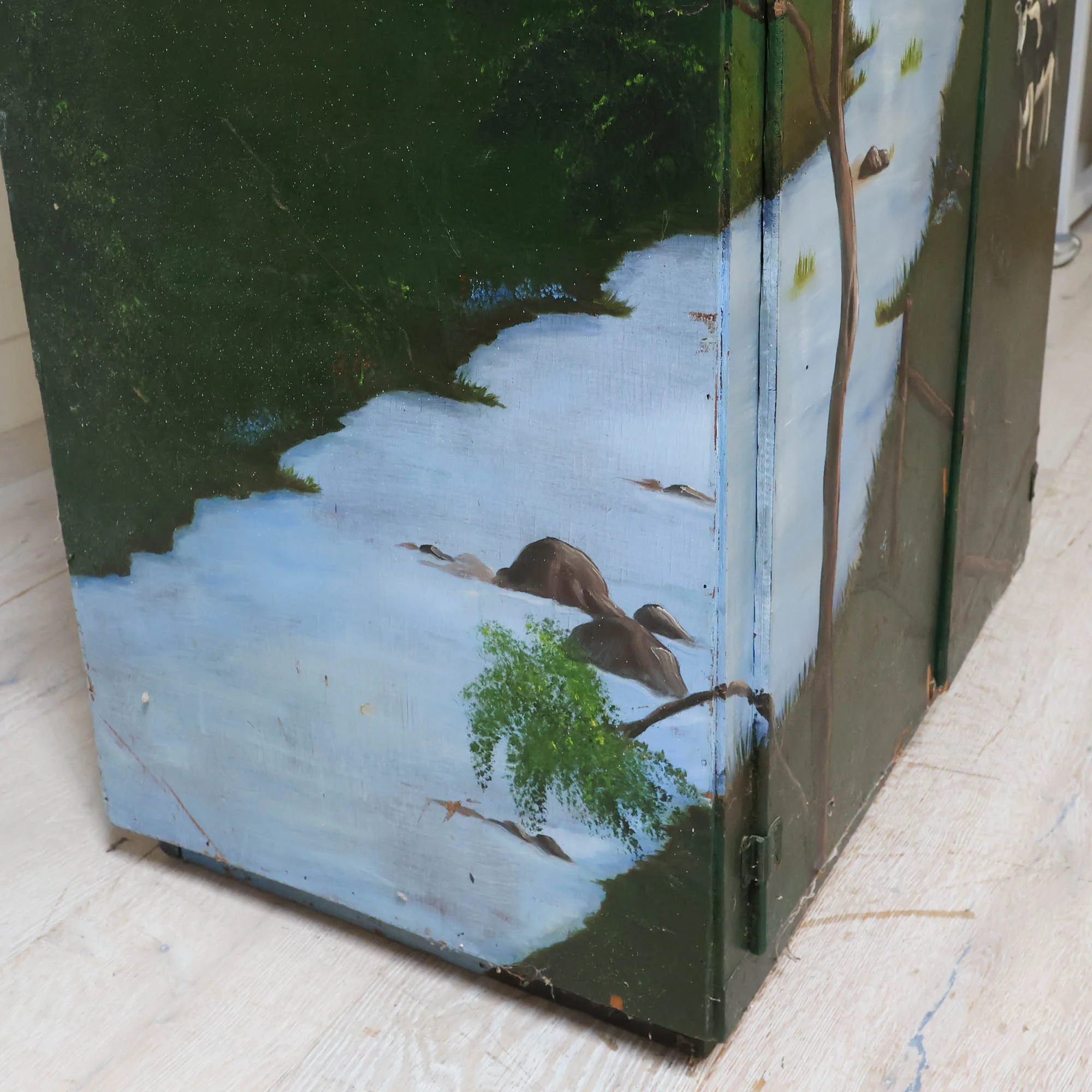 Rustic Armoire with Hand Painted Pastoral Scene - Image 13