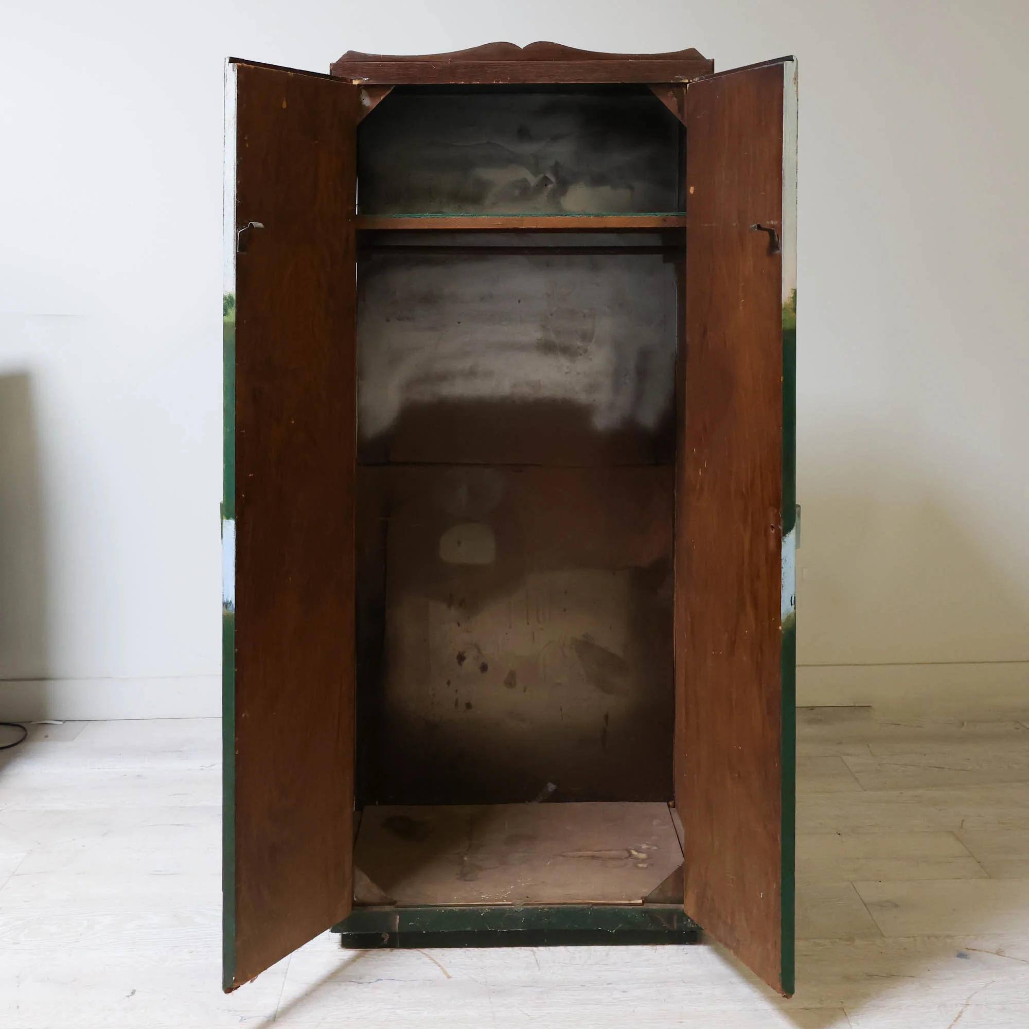 Rustic Armoire with Hand Painted Pastoral Scene - Image 14