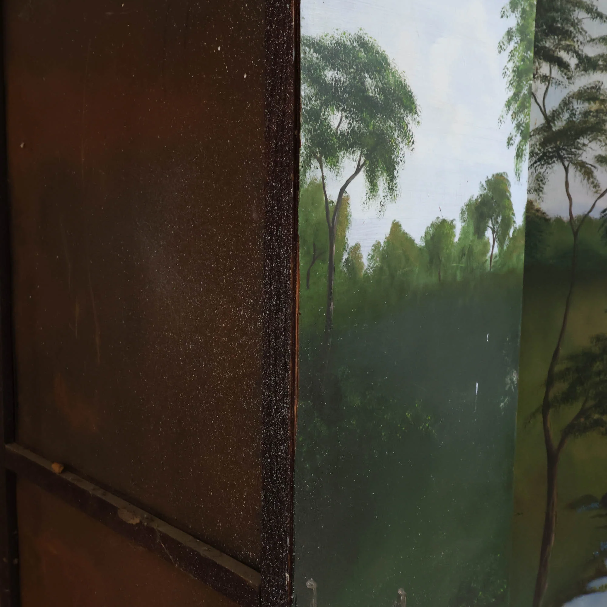Rustic Armoire with Hand Painted Pastoral Scene - Image 6