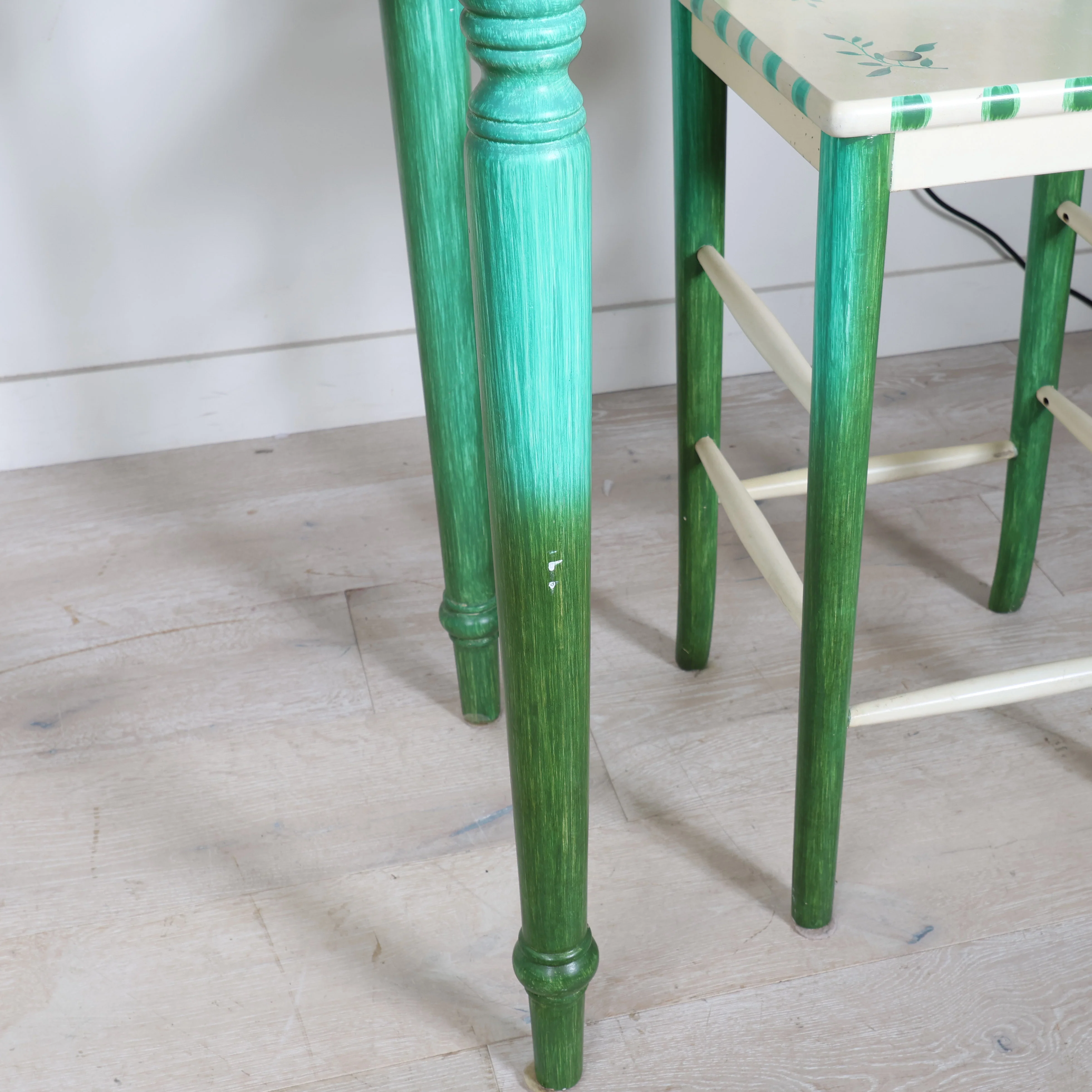 Hand Painted Green Bar Top & Stool Set - Image 11