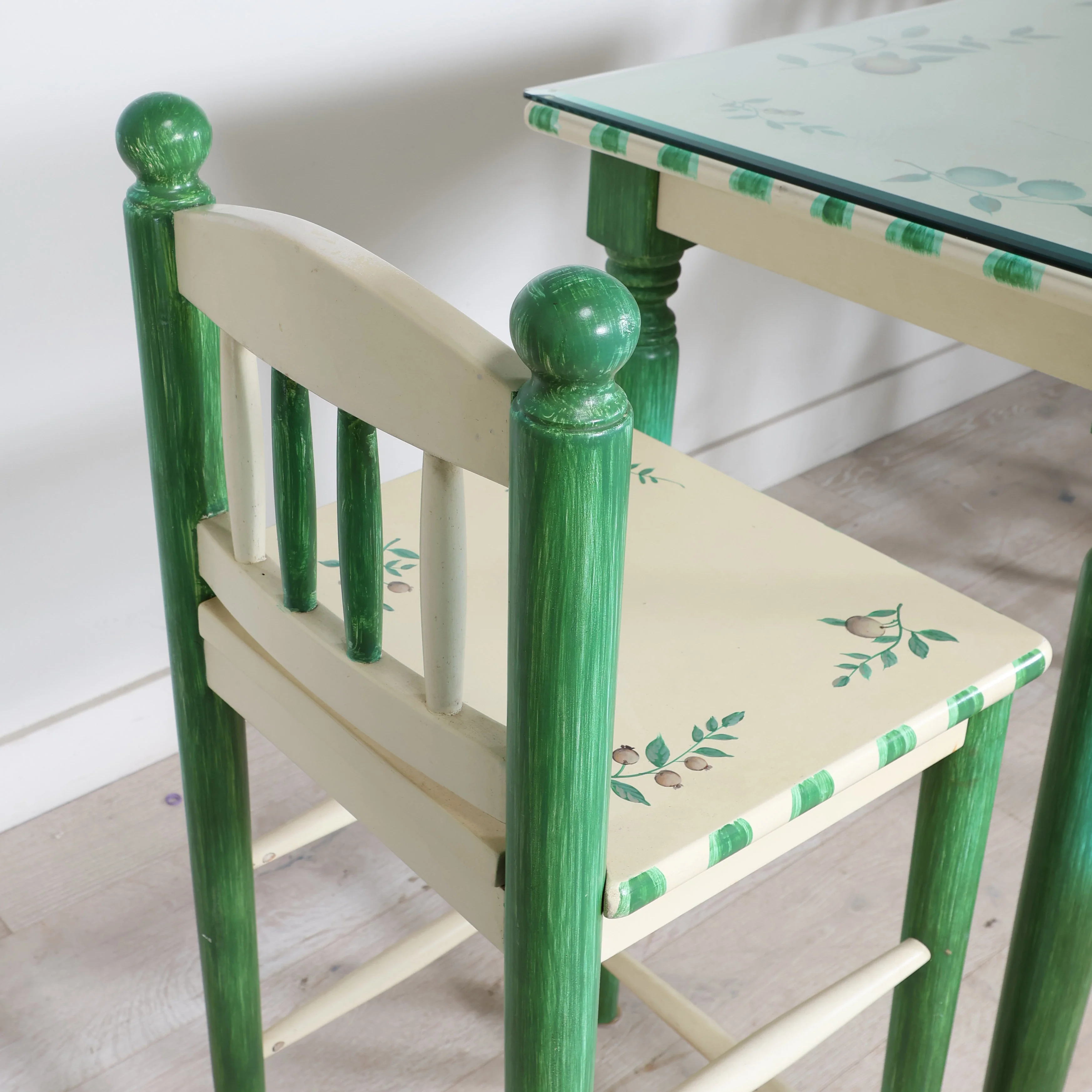 Hand Painted Green Bar Top & Stool Set - Image 6