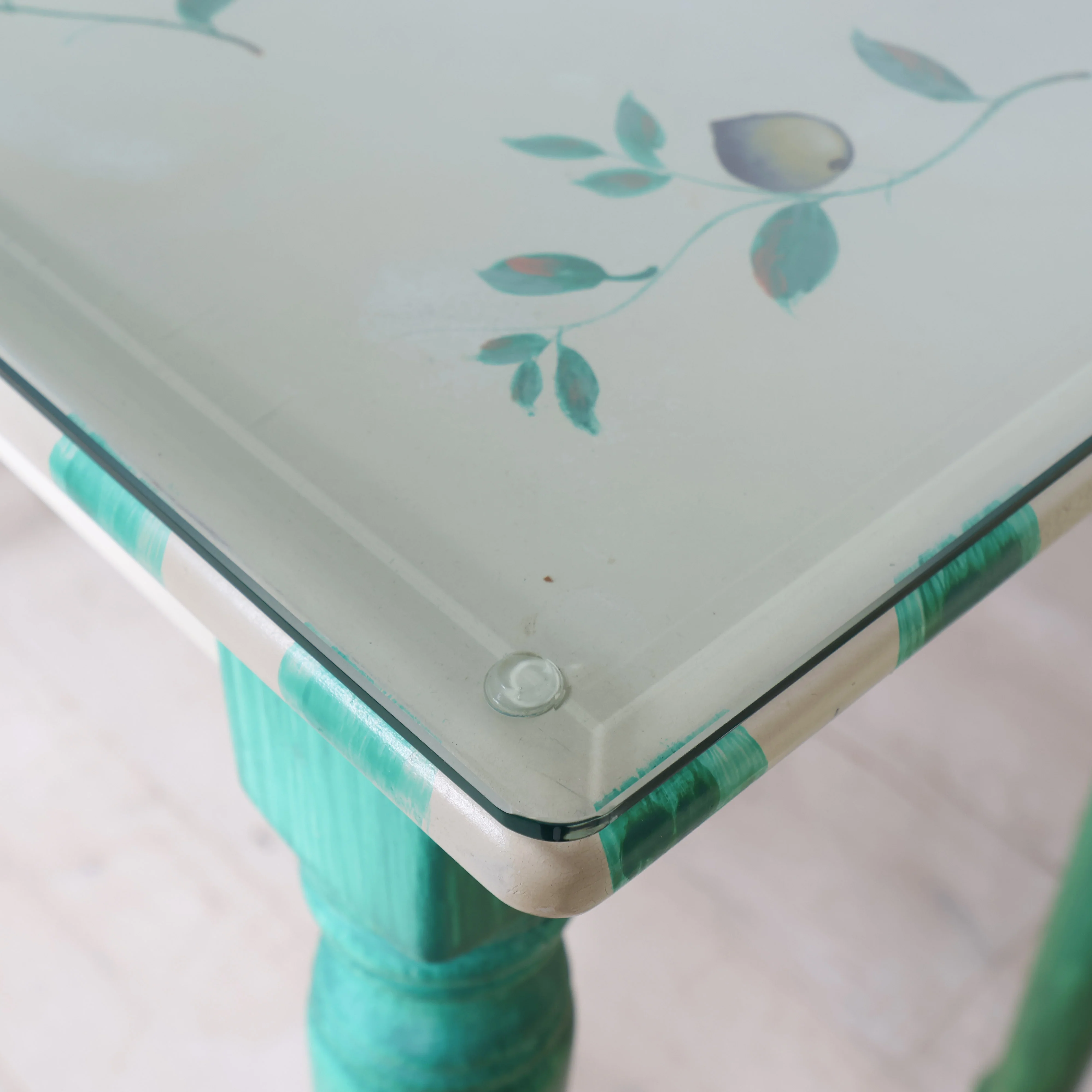 Hand Painted Green Bar Top & Stool Set - Image 7