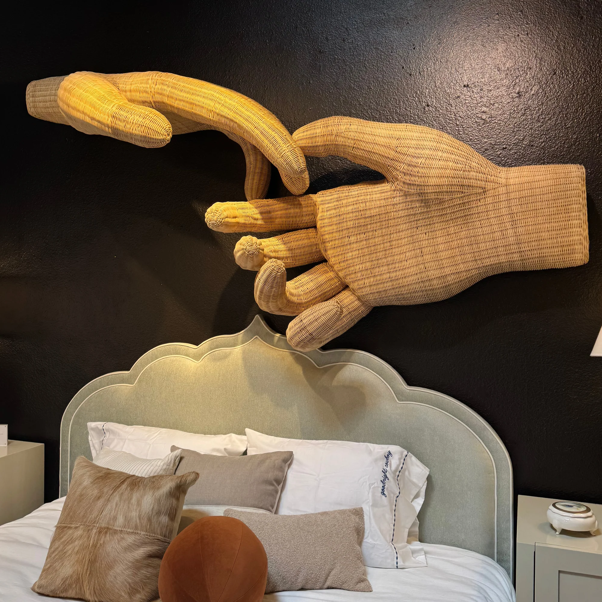 Hands Wall Sculpture in Rattan - Image 2