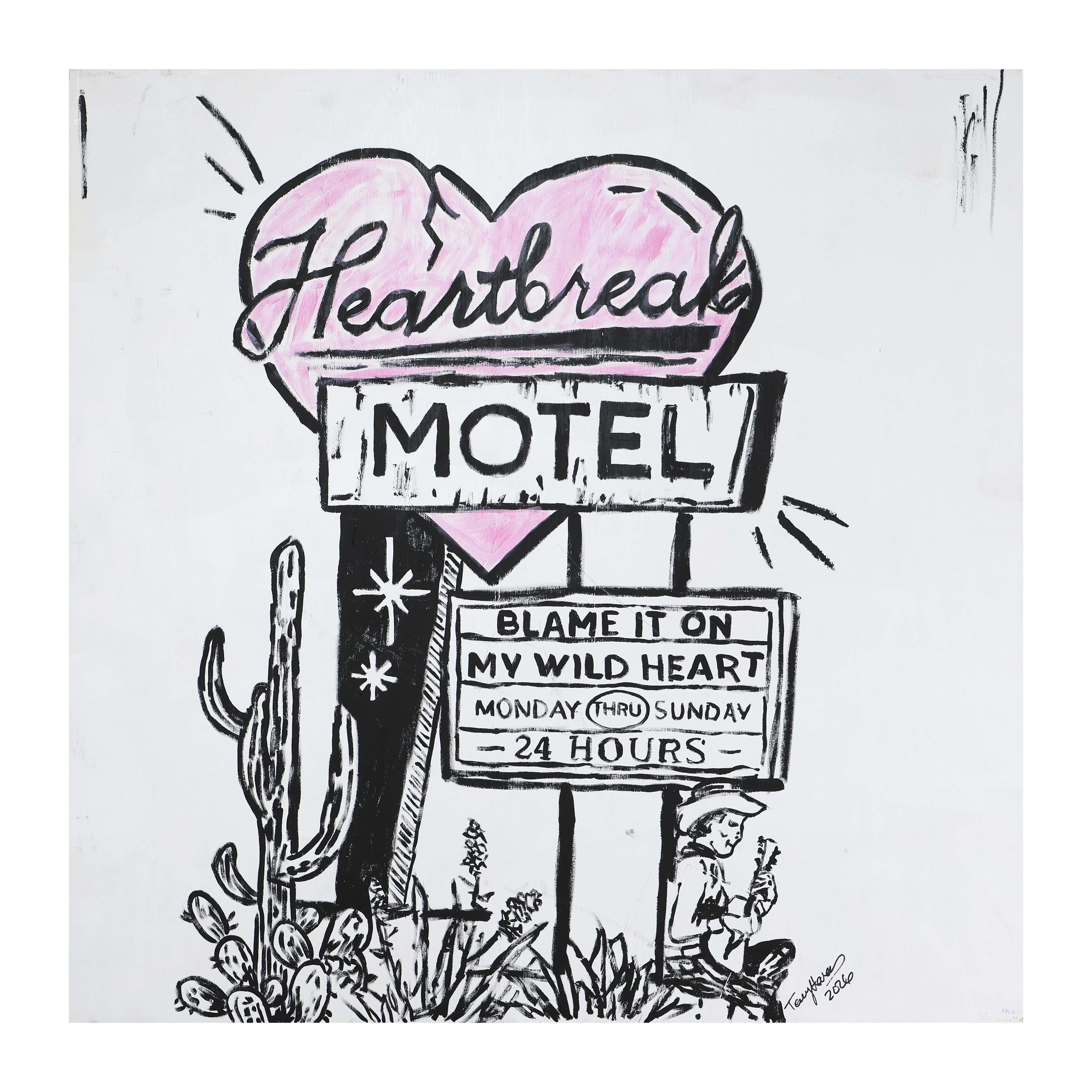 Heartbreak Motel Painting on Wood by Terry Hares