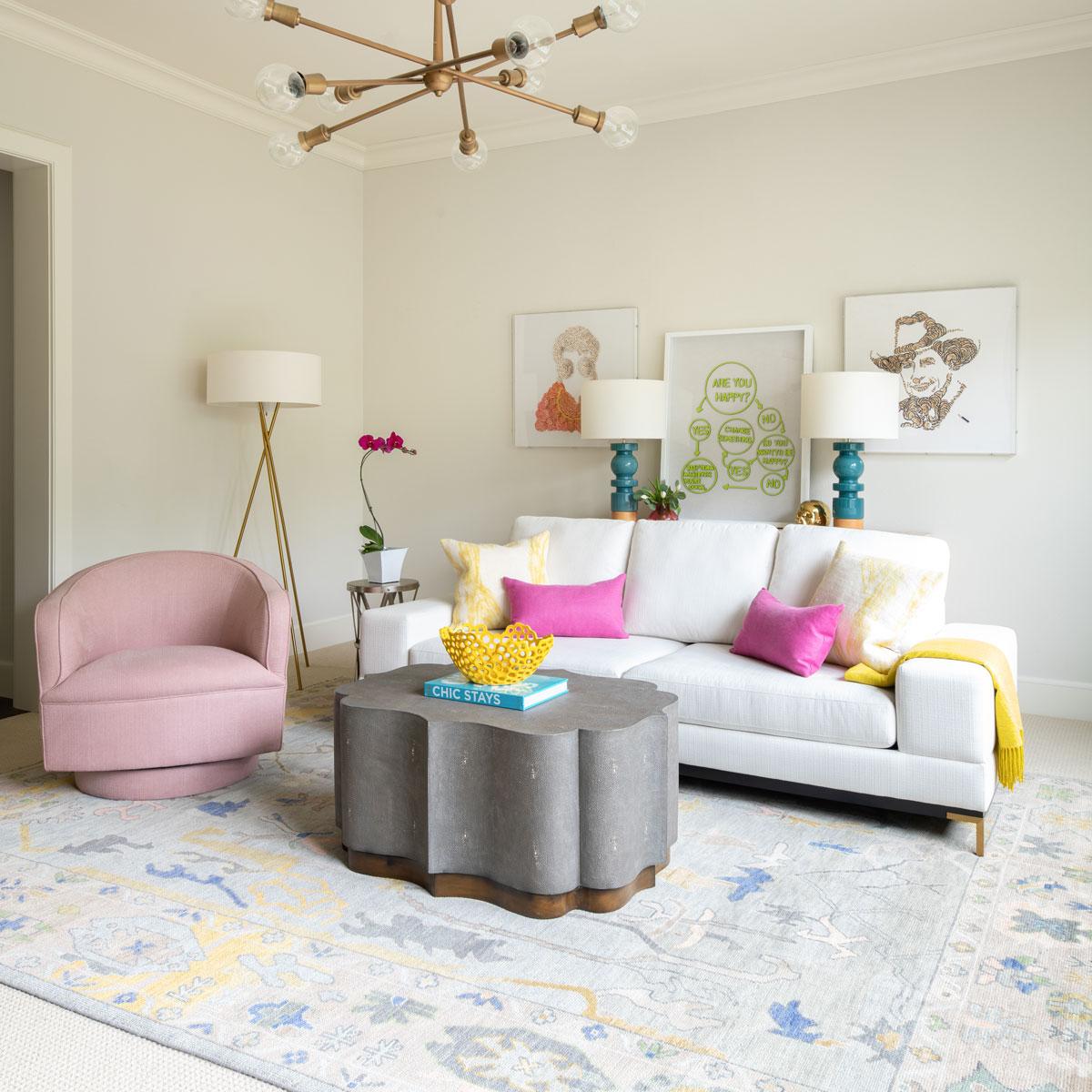 Helene Swivel Chair in Blush Linen - Image 4