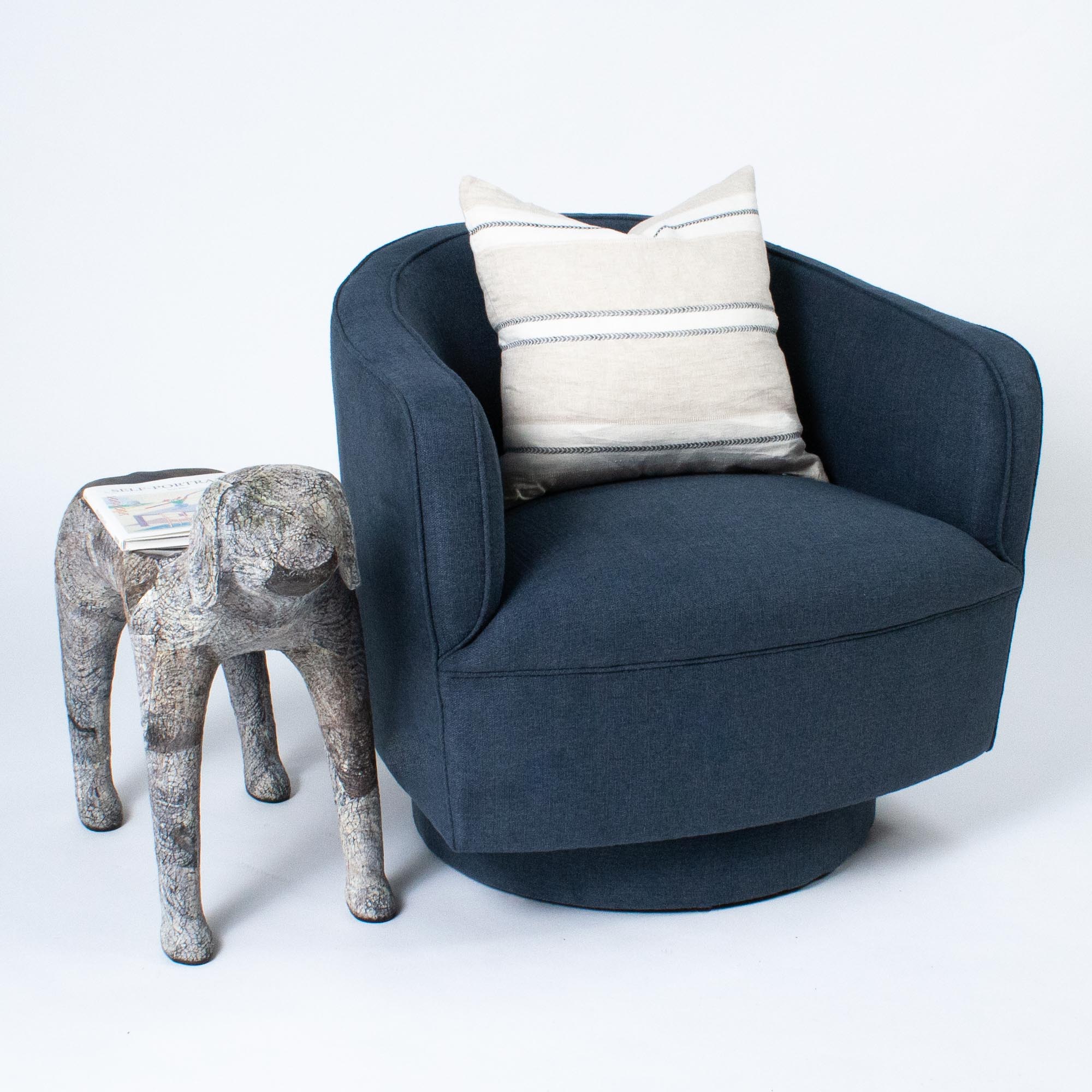 Helene Swivel Chair in Blue Tweed - Image 6