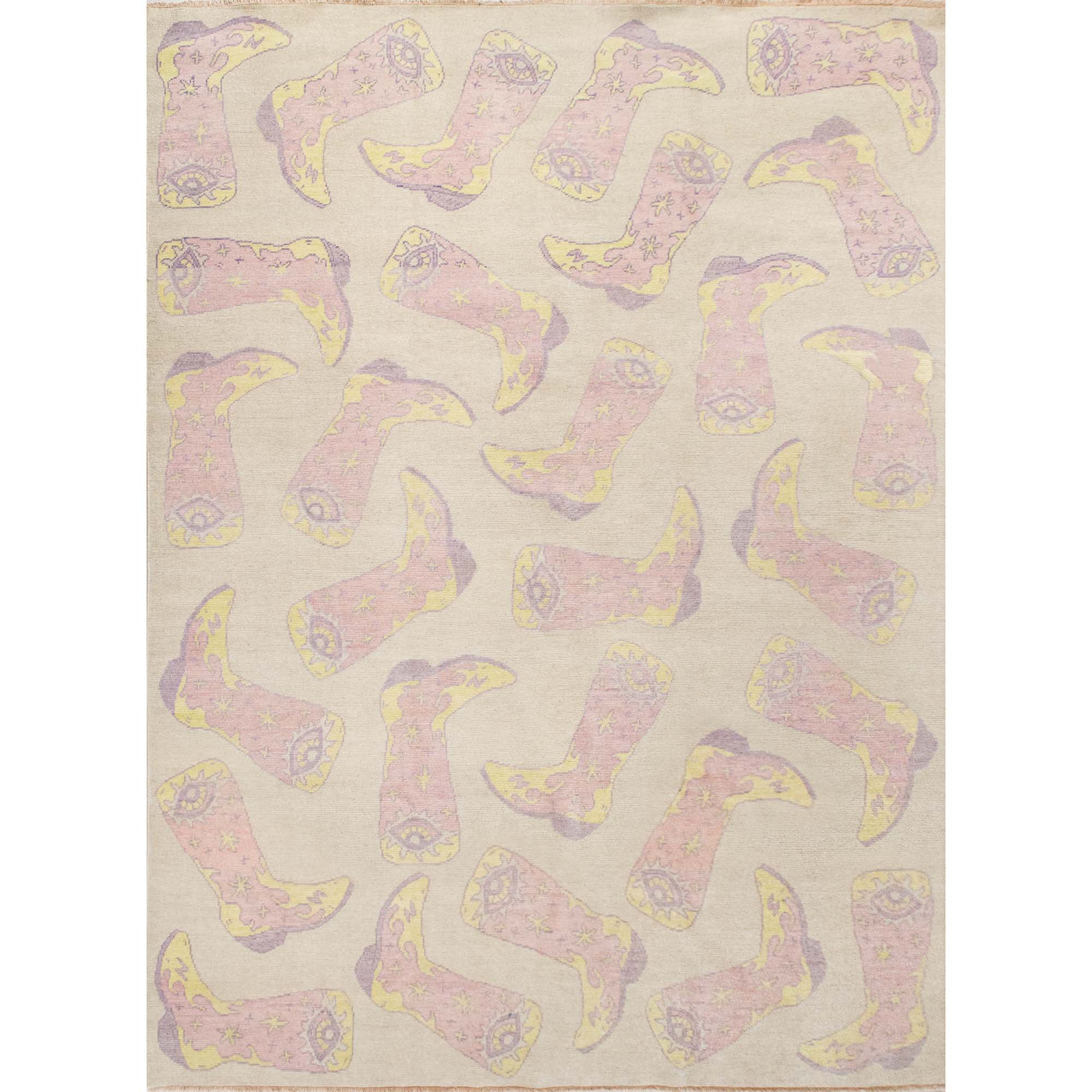 In Stock 9x12 Pastel Kicker Turkish Knot Rug