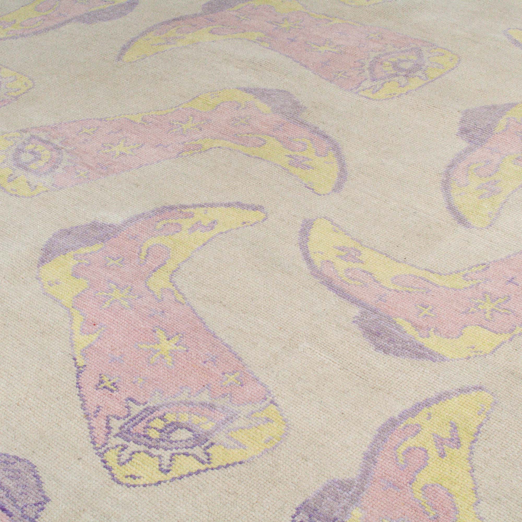 In Stock 9x12 Pastel Kicker Turkish Knot Rug - Image 3