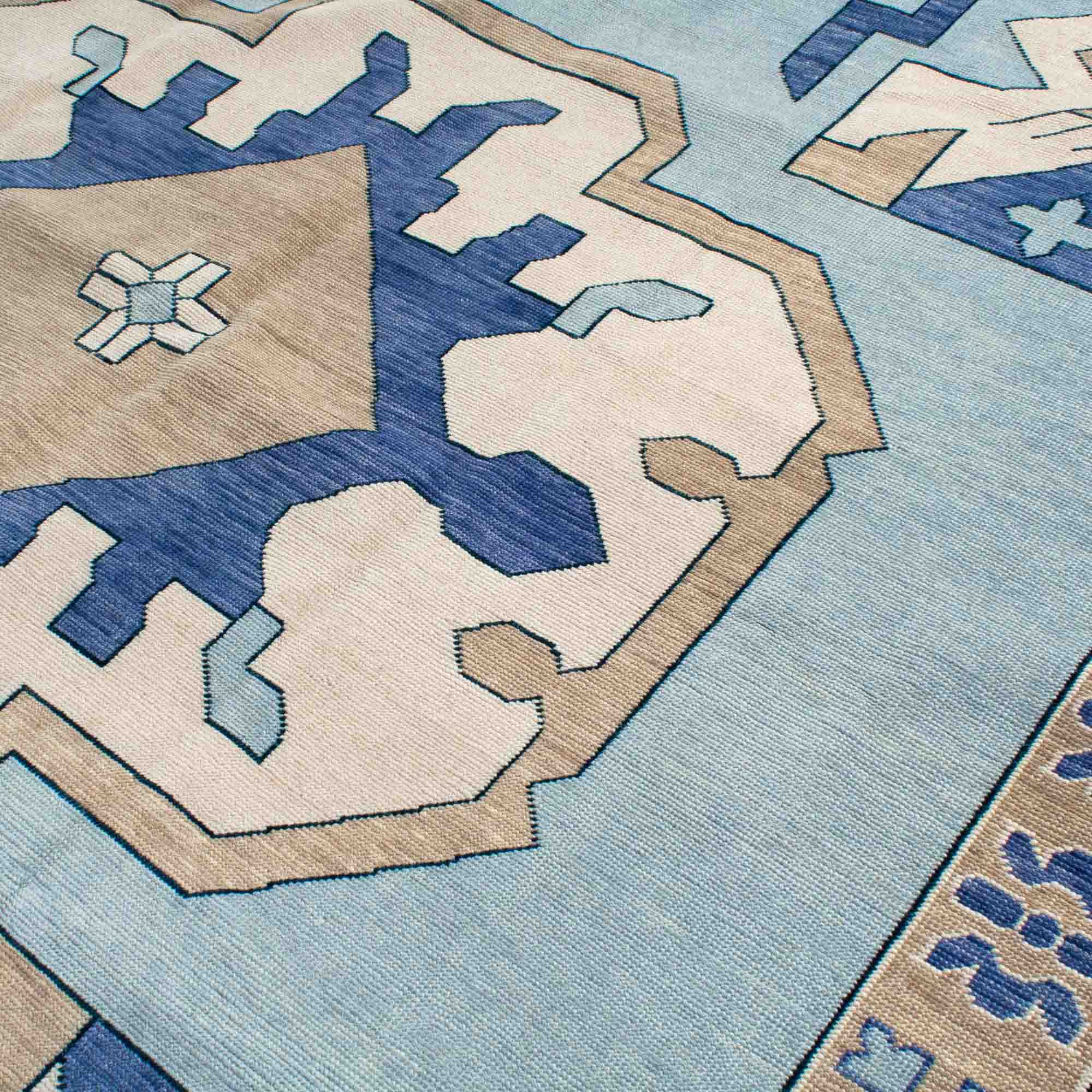 In Stock 9x12 Zara Blue Turkish Knot Rug - Image 3